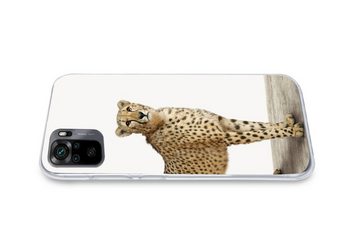 MuchoWow Handyhülle Leopard - Tiere - Weißer Hintergrund - Kinder - Jungen - Mädchen, Phone Case, Handyhülle Xiaomi Redmi Note 10, Silikon, Schutzhülle