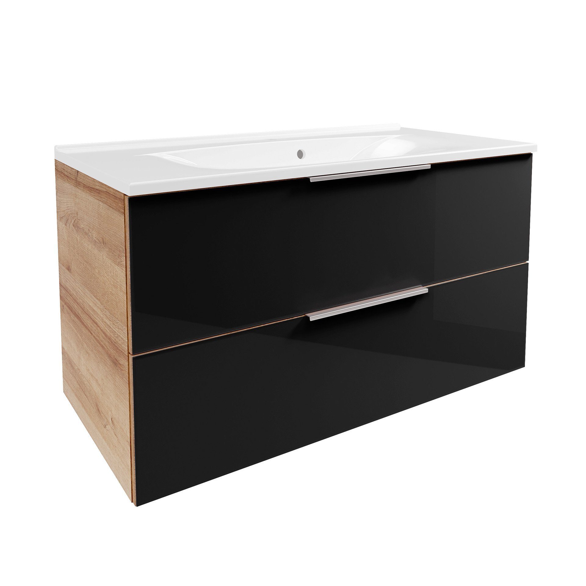 FACKELMANN Waschbeckenunterschrank B.Brillant Waschbeckenunterschrank + weißem Waschbecken aus Gussarmor