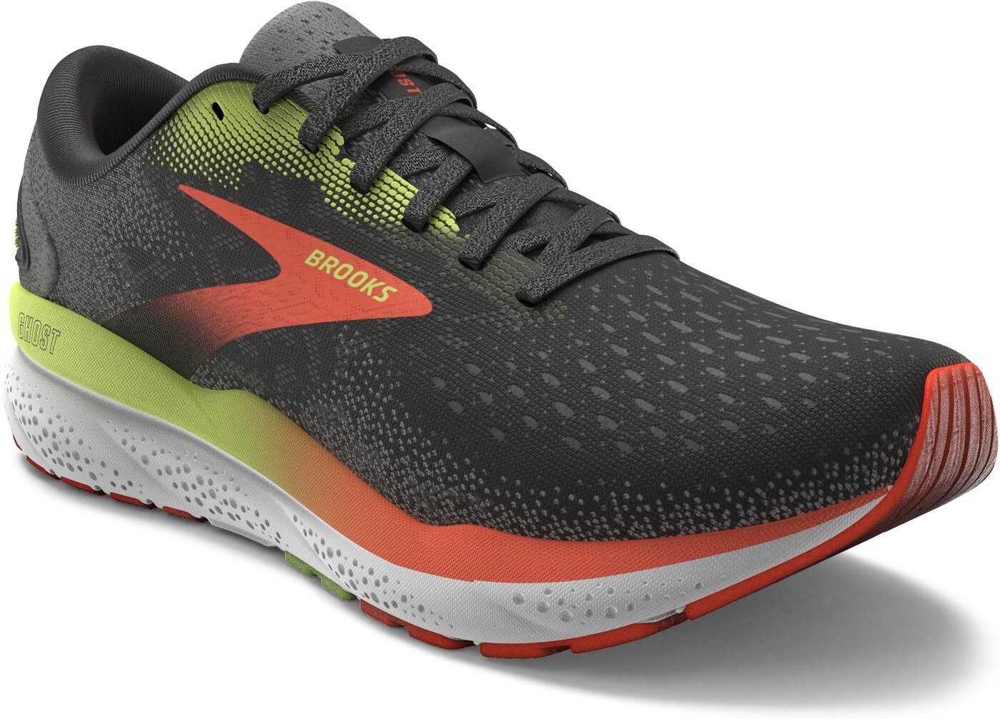 Brooks Ghost 16 Herrenlaufschuh schmaler Leisten Black/Ebony/Yucca Laufschuh