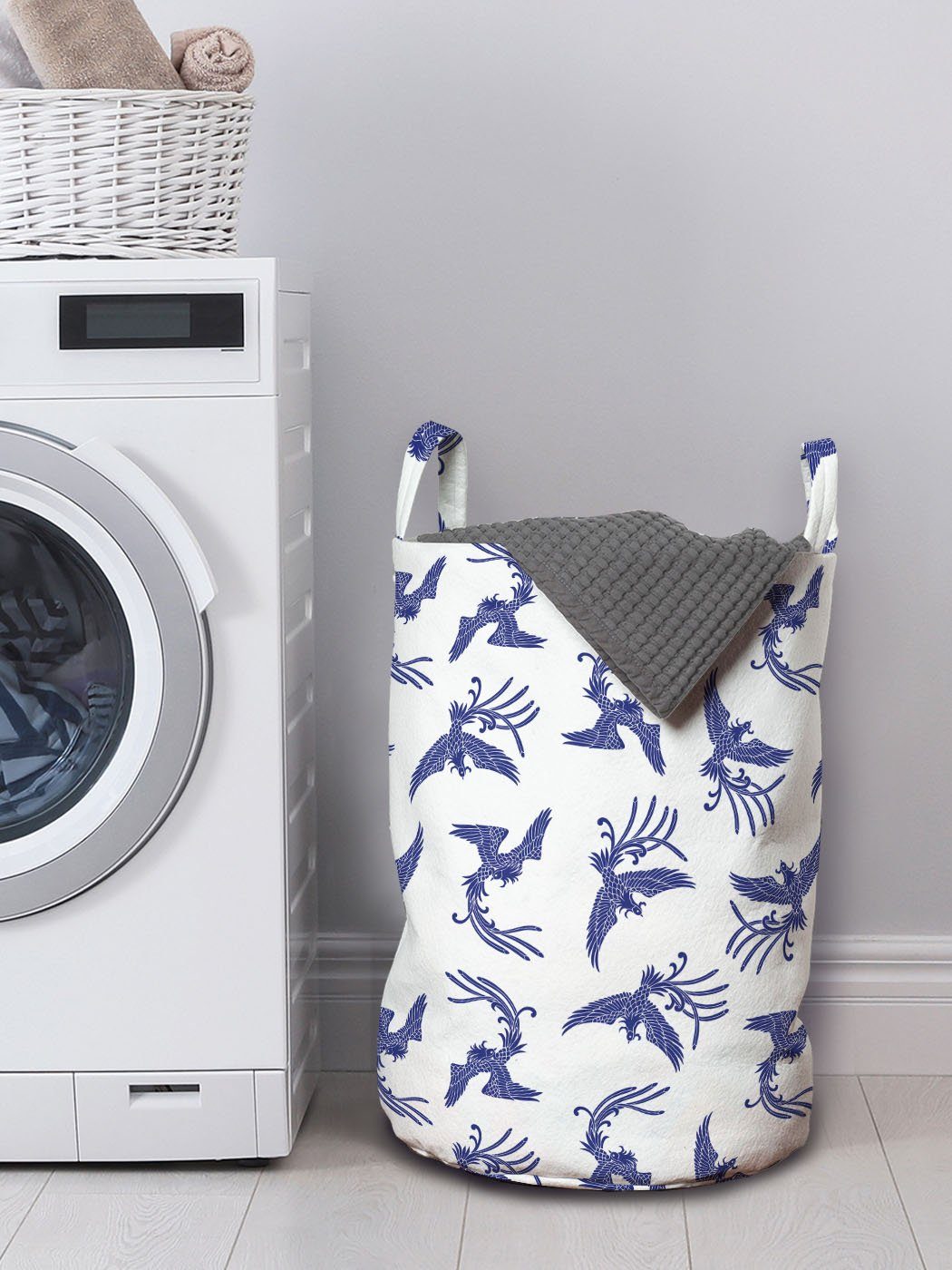 Abakuhaus für Phönix Wäschesäckchen mit Rebirth Waschsalons, Motiv Griffen Wäschekorb Kordelzugverschluss Blau