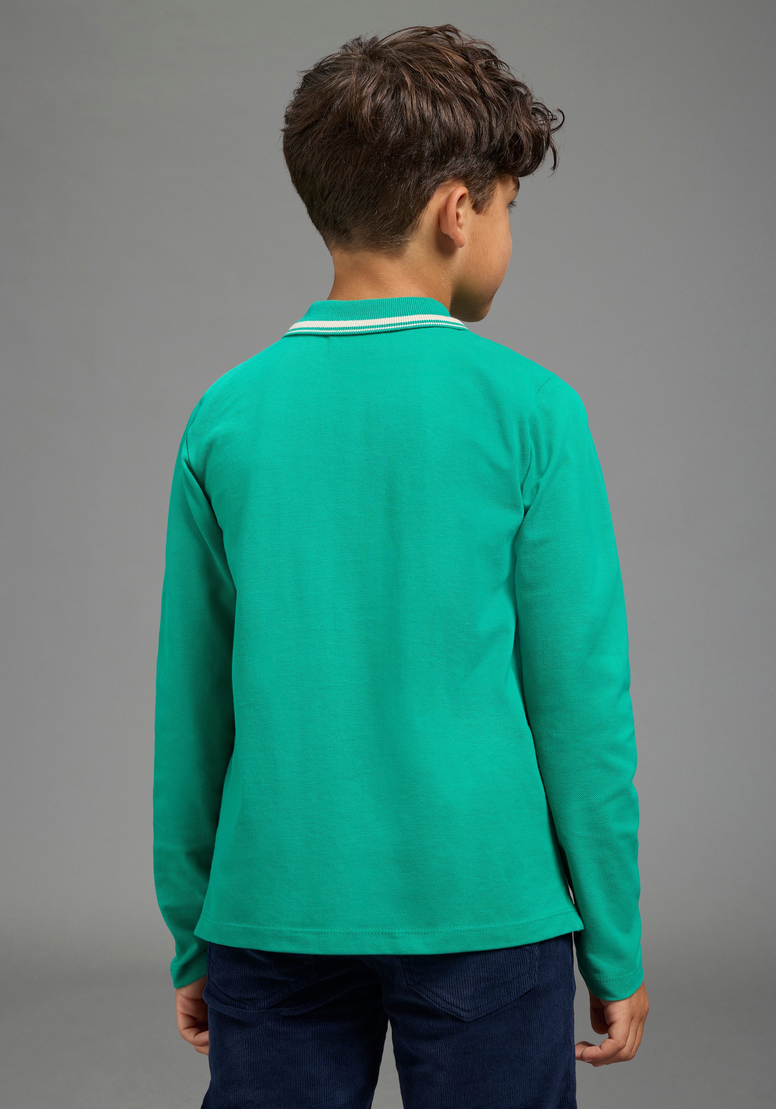 Scout Poloshirt Polo-Piqué Shirt mit Badge - NEU von SCOUT Langarm, mit Polokragen und Knopfleiste, mit Seitenschlitzen am Saum