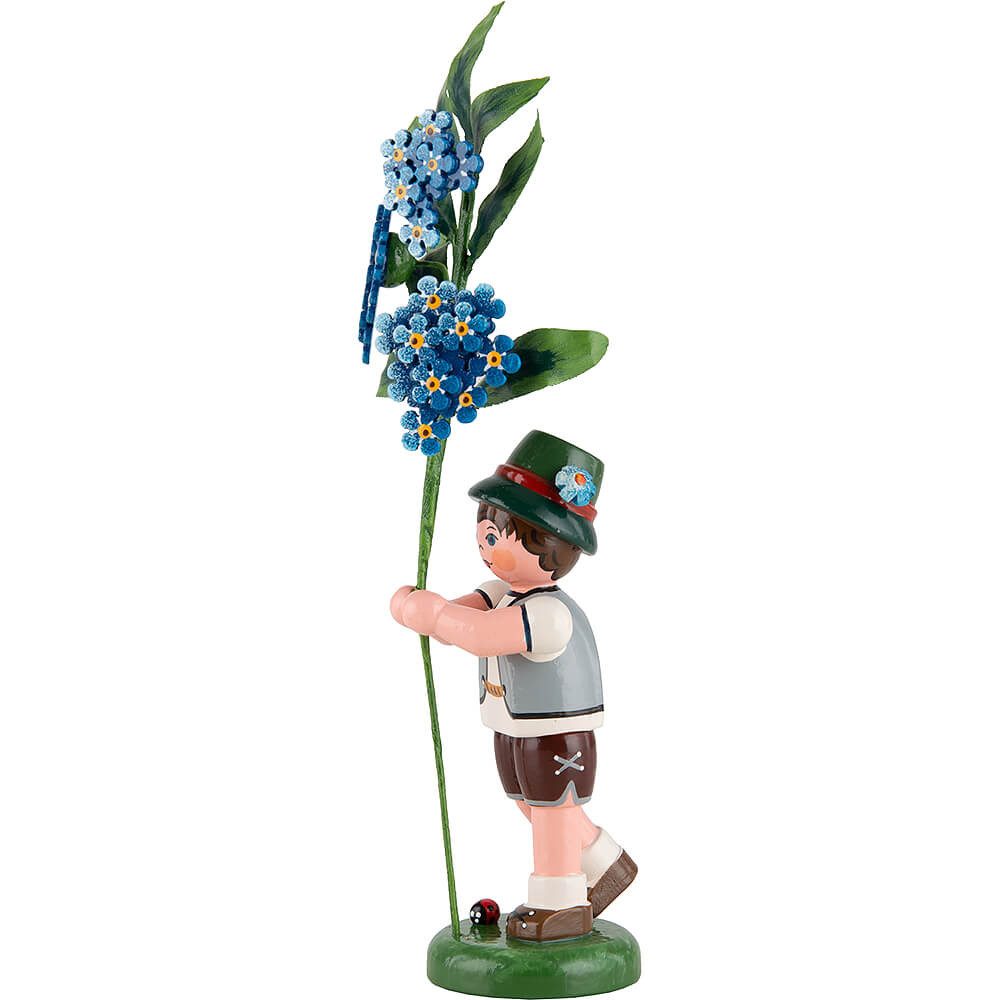 Hubrig Volkskunst GmbH Dekofigur Blumenkind Junge mit Vergissmeinnicht (17cm) von Hubrig Volkskunst