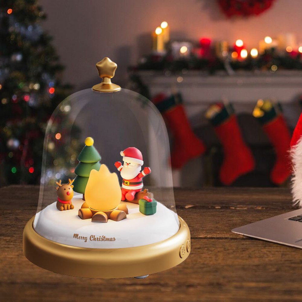 PRIISF LED Kugelleuchte Weihnachten LED Nachtlicht Spieluhr Laterne Weihnachtsdorf Beleuchtung, Dimmbar, LED Dekoobjekt Winterdorf Nachtlampe Weihnachtsdeko, Weihnachtsmann Santa Claus Nikolaus Deko Weihnachtsfigur, Weihnachte Baby Kinder Xmas LED Nachttischlampe Geschenkbox