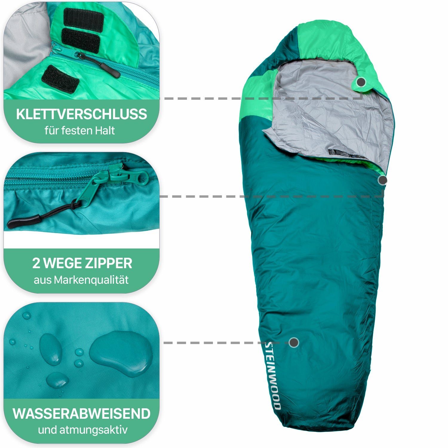 Steinwood Mumienschlafsack Ultra leicht, Schlafsack koppelbar, Camping Schlafsack Outdoor, Decke…