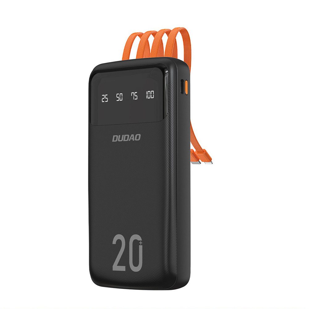 Dudao Multikabel-Akkupack Powerbank 20000 mAh (1 St), 4 integrierte Kabel, 9 Sicherheitsstufen, 20.000 mAh
