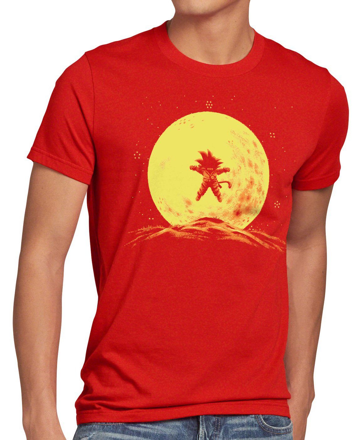 style3 Print-Shirt Herren T-Shirt Goku Mond songoku dragon z super saiyan ball vegeta anime japan rot