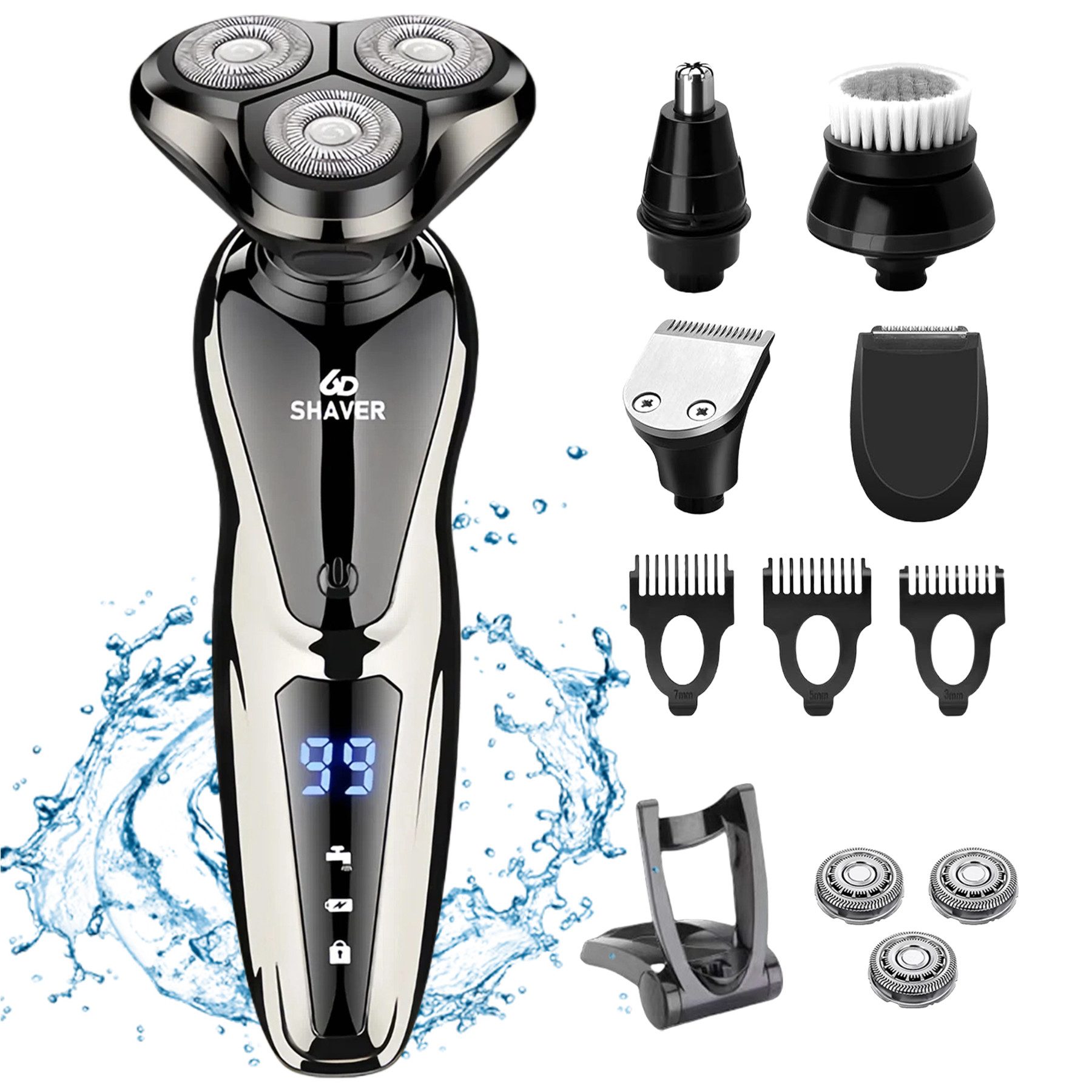 Senmudi Elektrorasierer Barttrimmer Herren Haarschneidemaschine, 7-in-1 Multifuntionstrimmer, Haarschneider/Bartschneider/Nasenhaartrimmer, All-In-One Trimmer, USB Wiederaufladbar & Wasserdicht Rasierer Elektrisch
