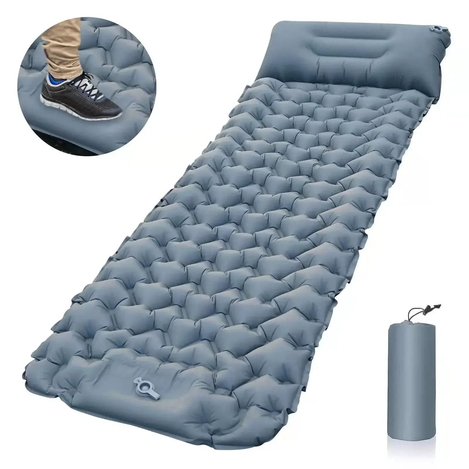 Athlix Isomatte Isomatte Outdoor Isomatte Camping aufblasbare Matratze mit Pumpe, Integrierte Pumpe, bis 200KG tragfähig, nur 800g schwer