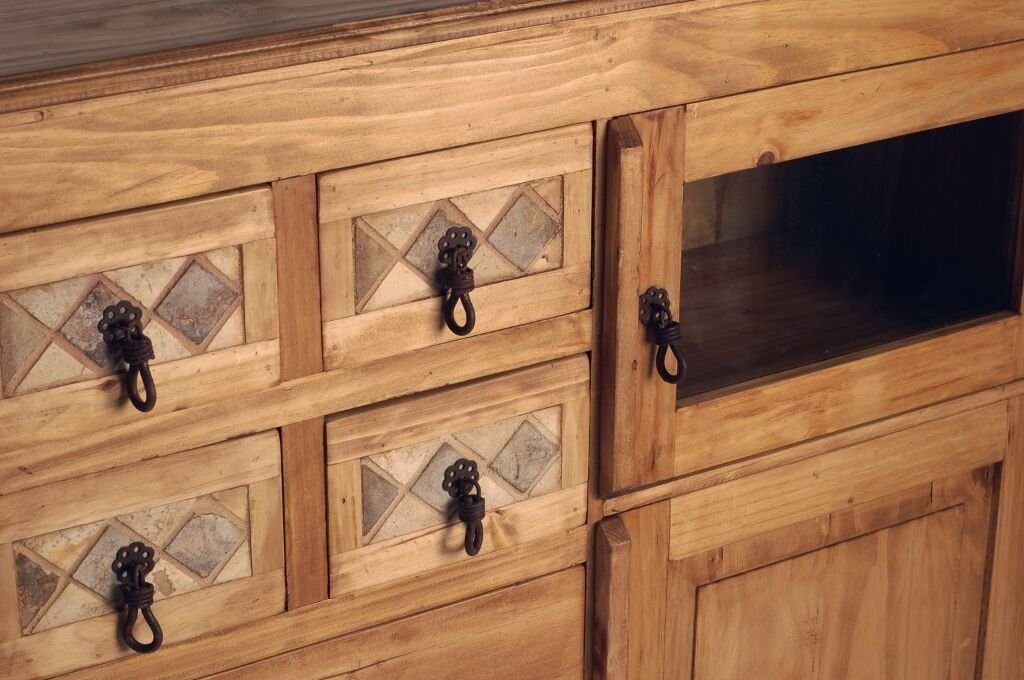 MiaMöbel Sideboard Mexico, aus massivem Pinienholz Honig
