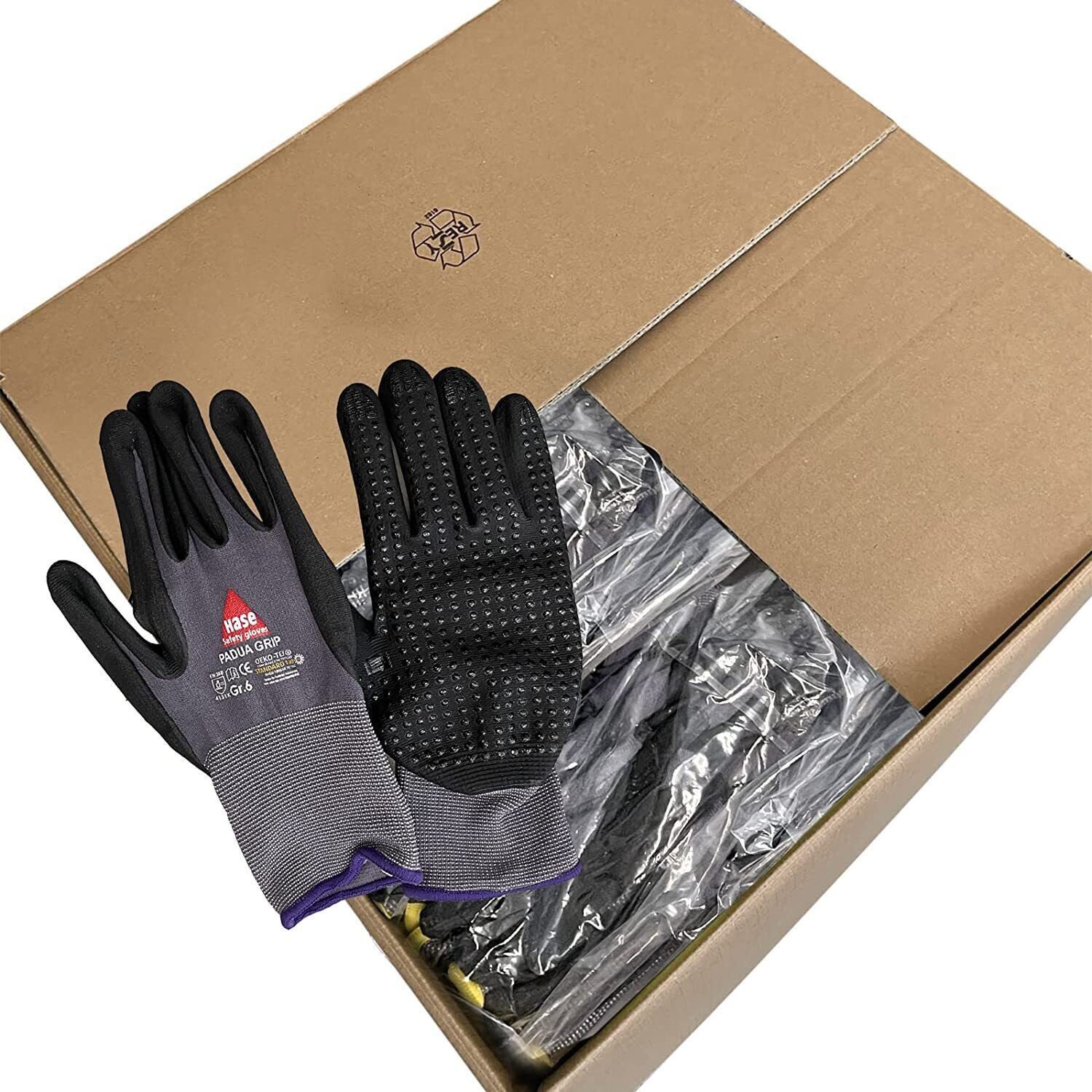 Hase Safety Gloves Arbeitshandschuhe Padua Grip (Packung, 10-St., Montagehandschuh aus Nylon/Nitrilschaum, VPE= 10 Paar, Gr 6-11) Atmungsaktiv, starker Grip – Bild 5 von 5