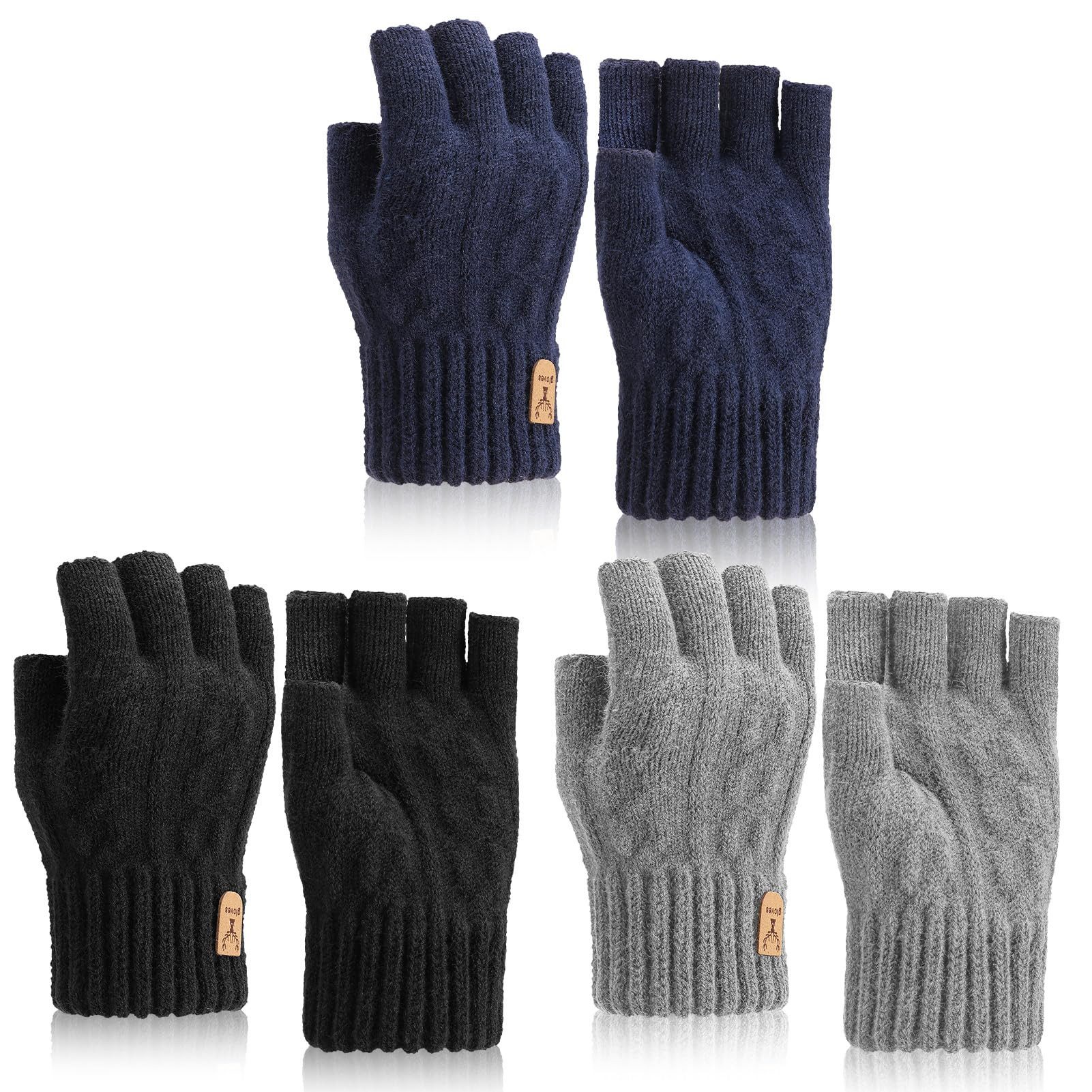 FOUORTUNATE-BEE Strickhandschuhe Dreierpack Fingerlose Handschuhe für Herren und Damen – Winter & Sport (3-St)