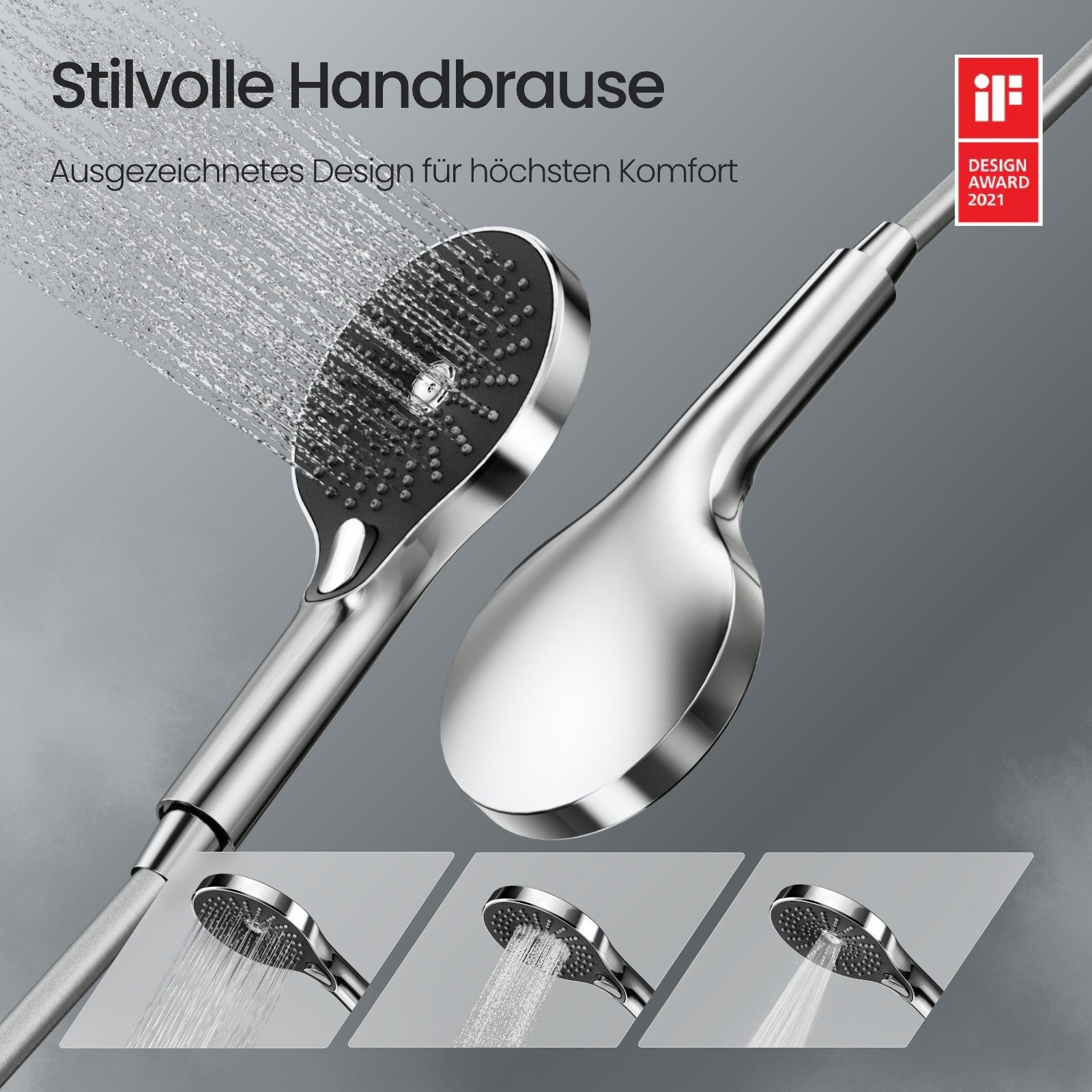 EMKE Duschsystem Duschgarnitur mit Ambiente-Licht,Regendusche,Handbrause, 3 Strahlart(en), EMKE Thermostat mit Brausegarnitur,Brauseschlauch mitVerdrehschutz, 35cm Ablagefläche mit hellblau LED-Licht,Duschsystem mit Thermostat