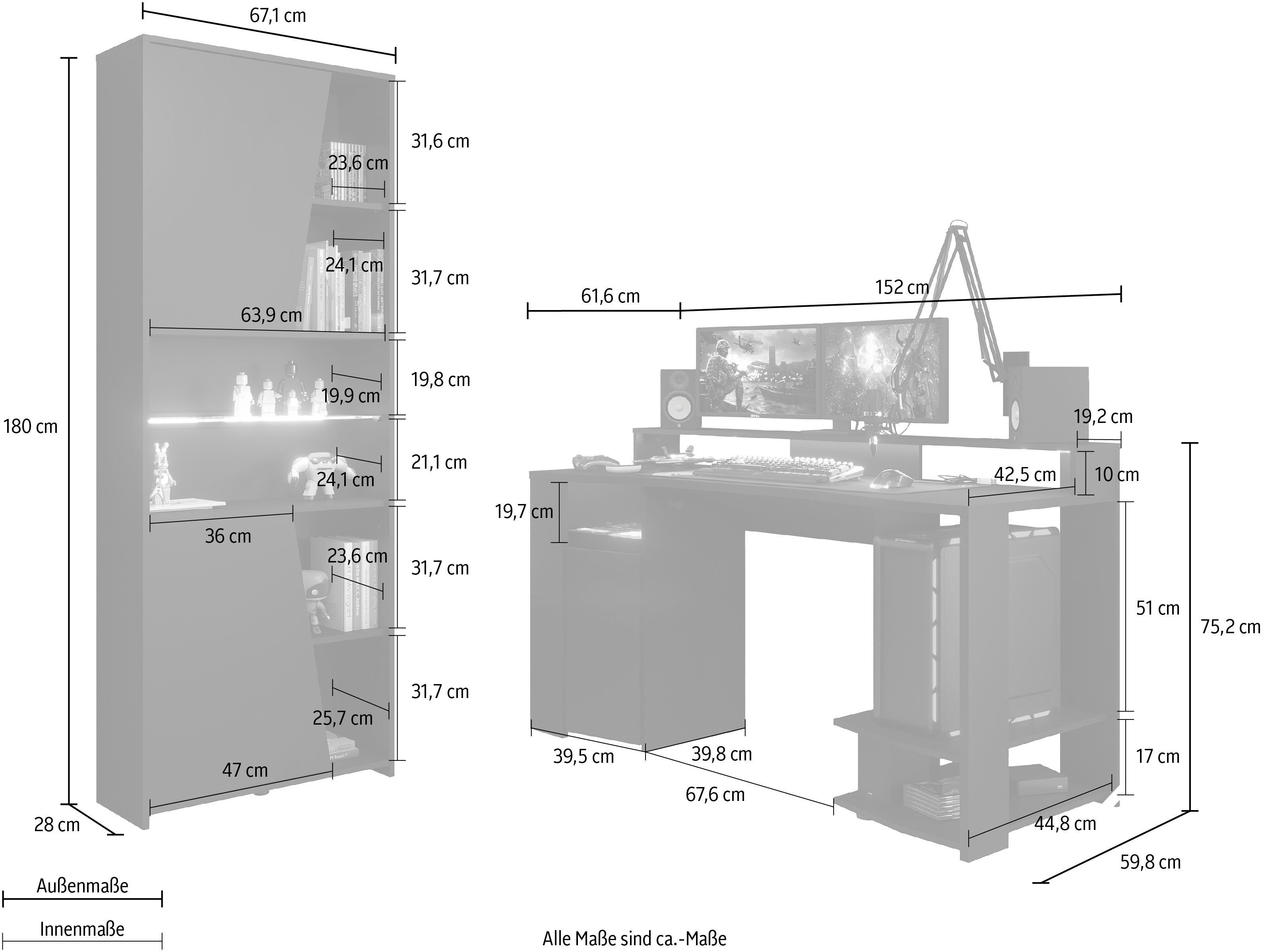 Parisot Jugendzimmer-Set Gaming - Gaming-Set Set, (2-St)