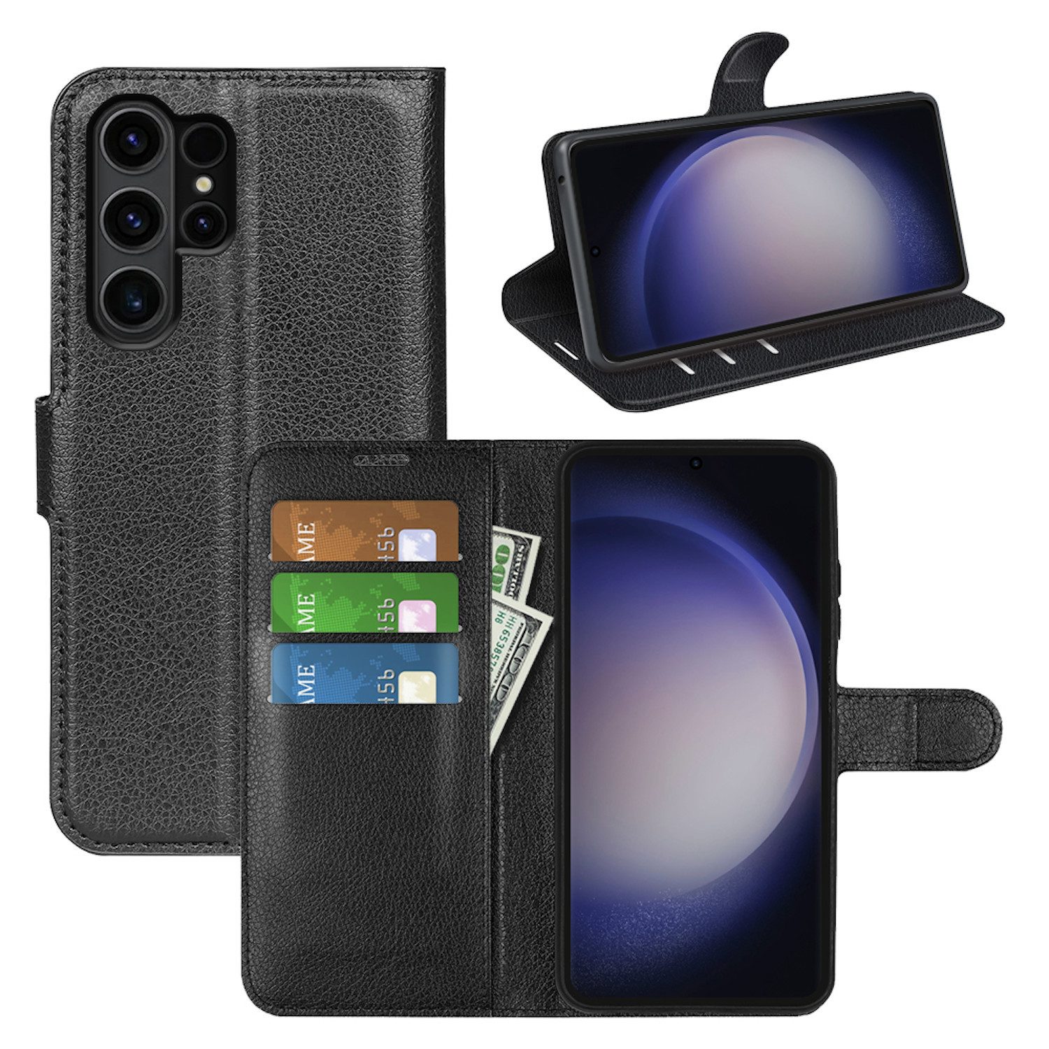 Wigento Smartphone-Hülle Für Samsung Galaxy S24 Ultra Tasche Wallet Premium Schutz Hülle Cover