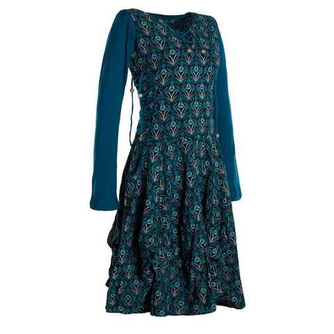 Vishes Jerseykleid Jersey-Kleid Blumenkleid Schnürung V-Ausschnitt Party-, Fest-, Ballkleid