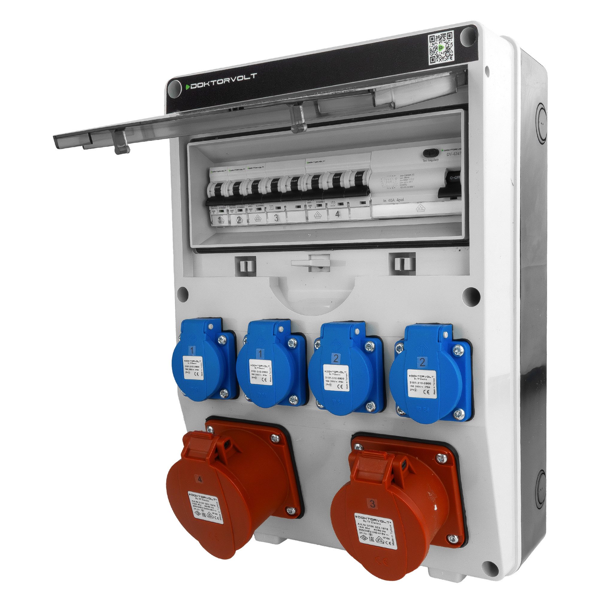 Doktorvolt Stromverteiler BAUSTROMVERTEILER WANDVERTEILER KOMPLETT VERDRAHTET 32A CEE 16A 230V