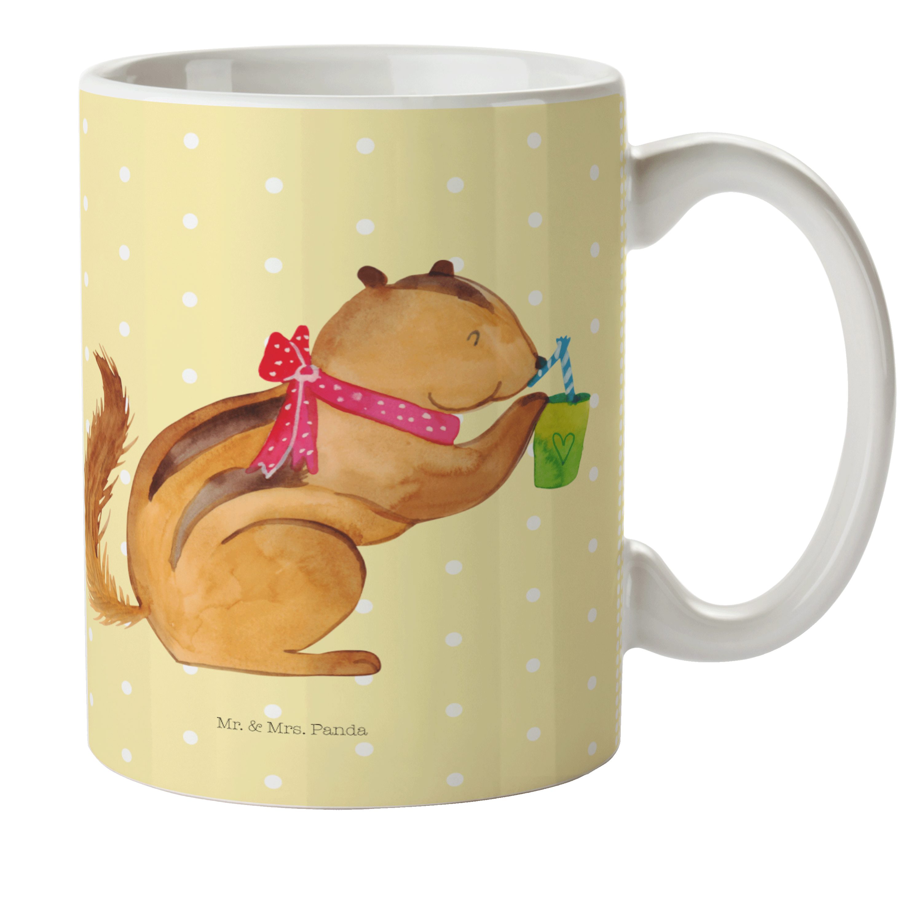 Mr. & Mrs. Panda Kinderbecher Eichhörnchen Smoothie - Gelb Pastell - Geschenk, Kunststoff Tasse, Ca, Kunststoff