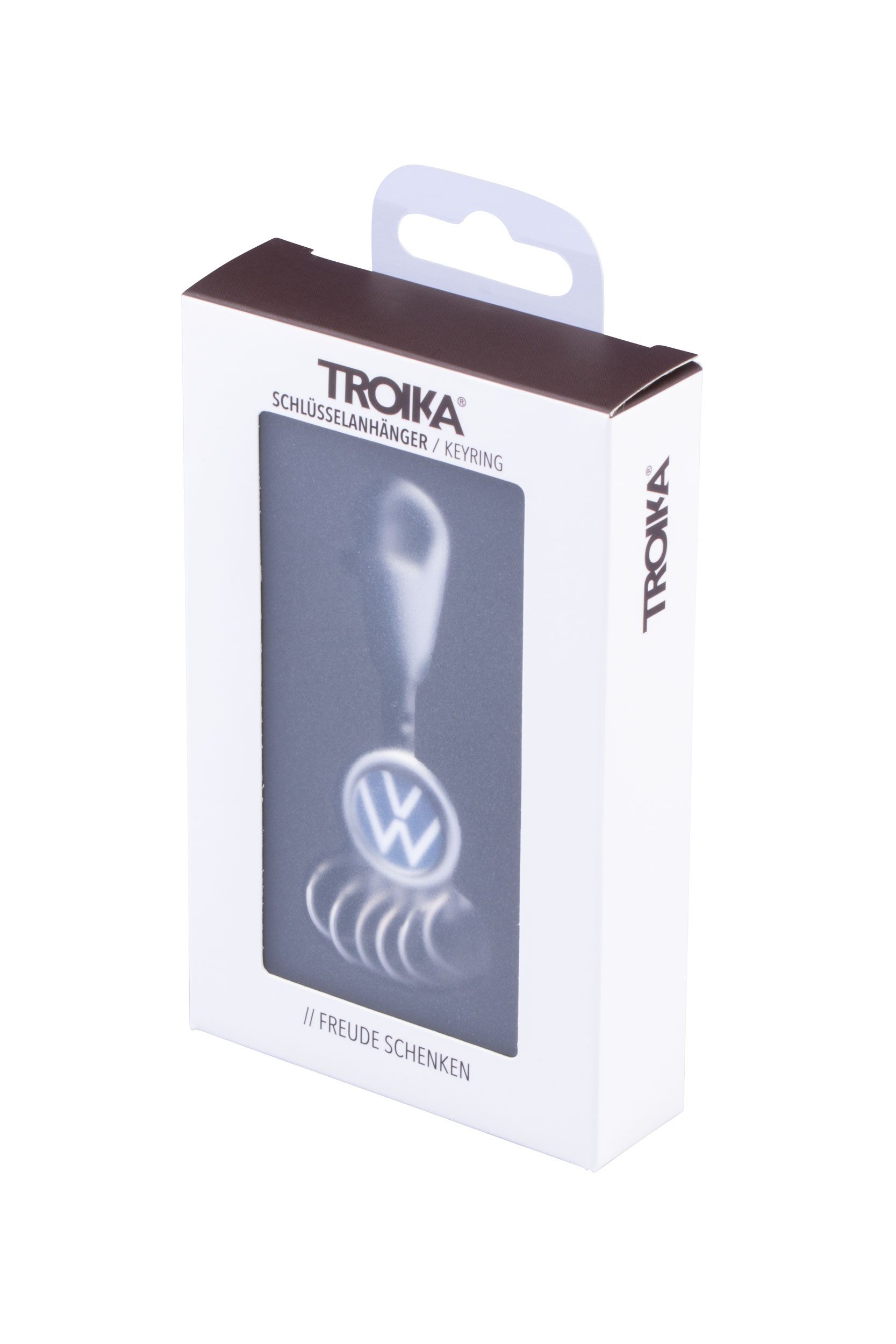 TROIKA Schlüsselanhänger Volkswagen, Offiziell lizensierte VW Schlüsselanhänger, 4 Ausführungen (1-tlg., exklusives Lizenzprodukt), mit Leder, Metall oder Karabiner‑Ring-System, ideal als Geschenk