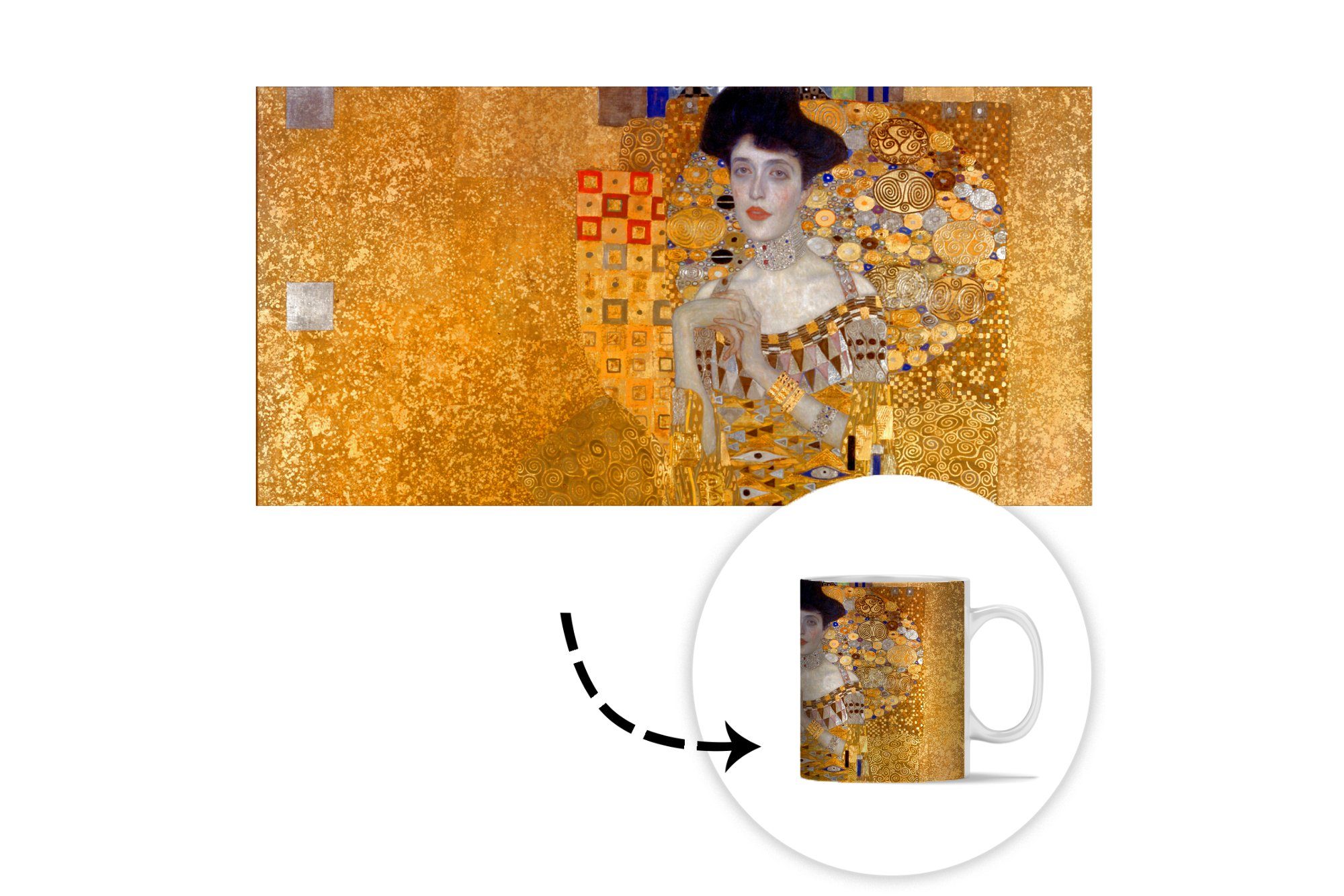 MuchoWow Tasse Porträt von - Gemälde Geschenk Kaffeetassen, von Klimt, Keramik, Teetasse, Teetasse, Adèle Becher, Bloch-Bauer I Gustav
