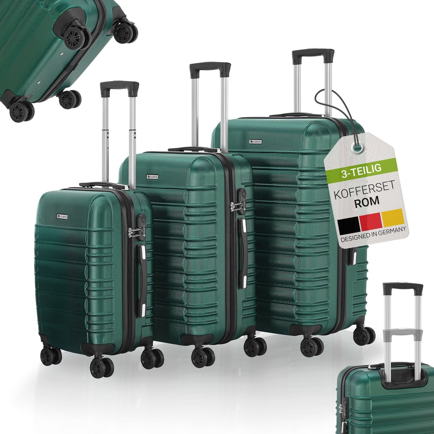 Juskys Trolleyset Rom, 4 Rollen, (3 tlg., 3-teilig), Aluminium, Rollen, Inn günstig online kaufen
