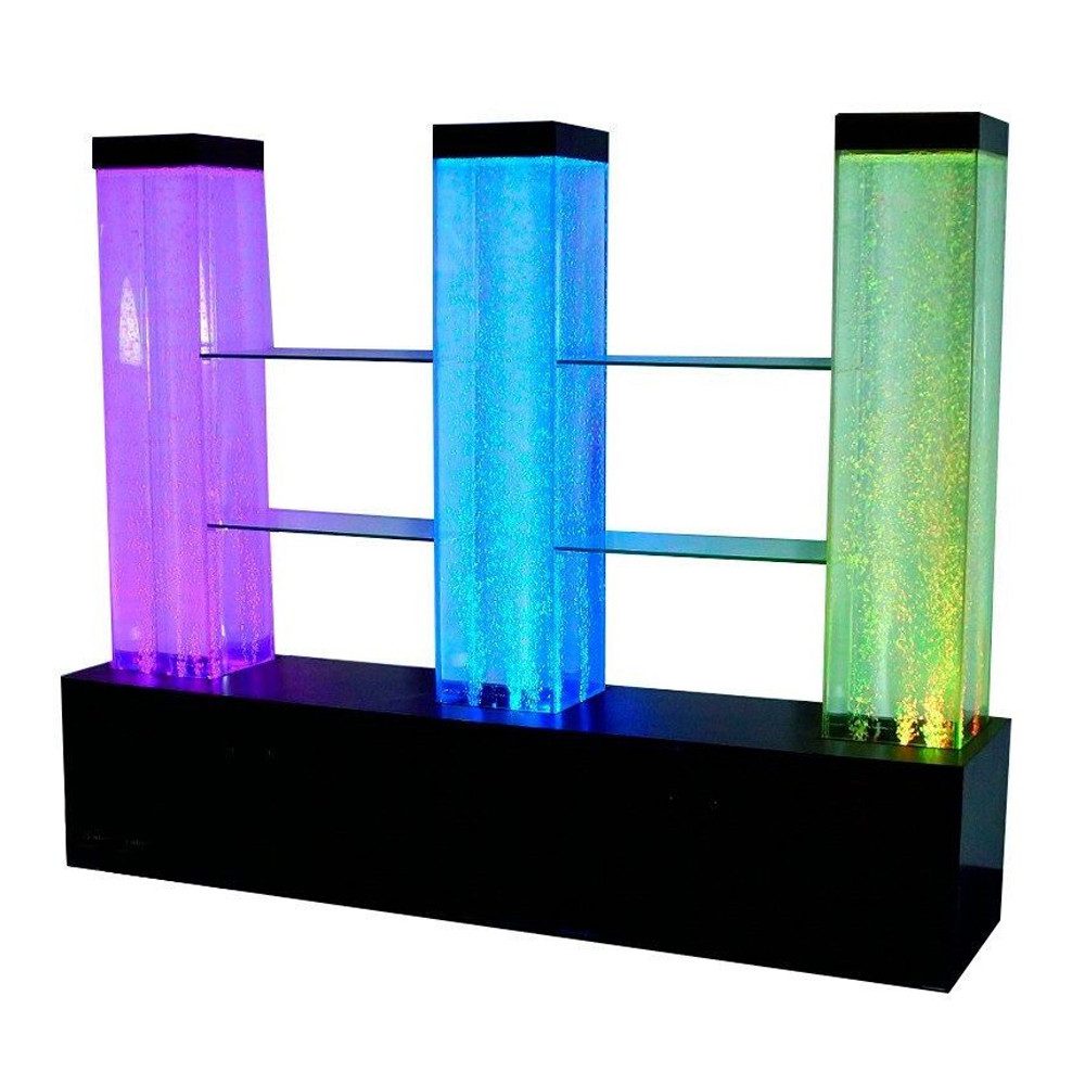 Xlmoebel Zimmerbrunnen LED-Wasserwand mit Regal und Vitrine aus Glas und Edelstahl, (Wassersäule mit Regal), Hergestellt in Europa
