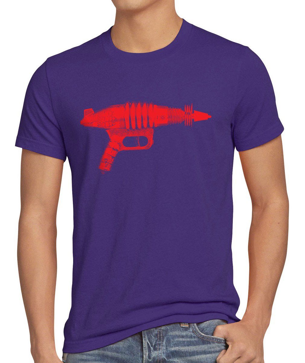 style3 Print-Shirt Herren T-Shirt Space Gun Big Bang Black Men Sheldon Alien Cooper SciFi Theory lila