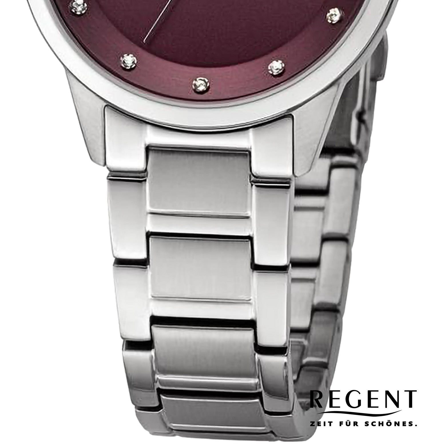 Quarzuhr groß Metallarmband 33mm), extra Regent Regent Armbanduhr (ca. Armbanduhr Damen Damen rund, Analog,