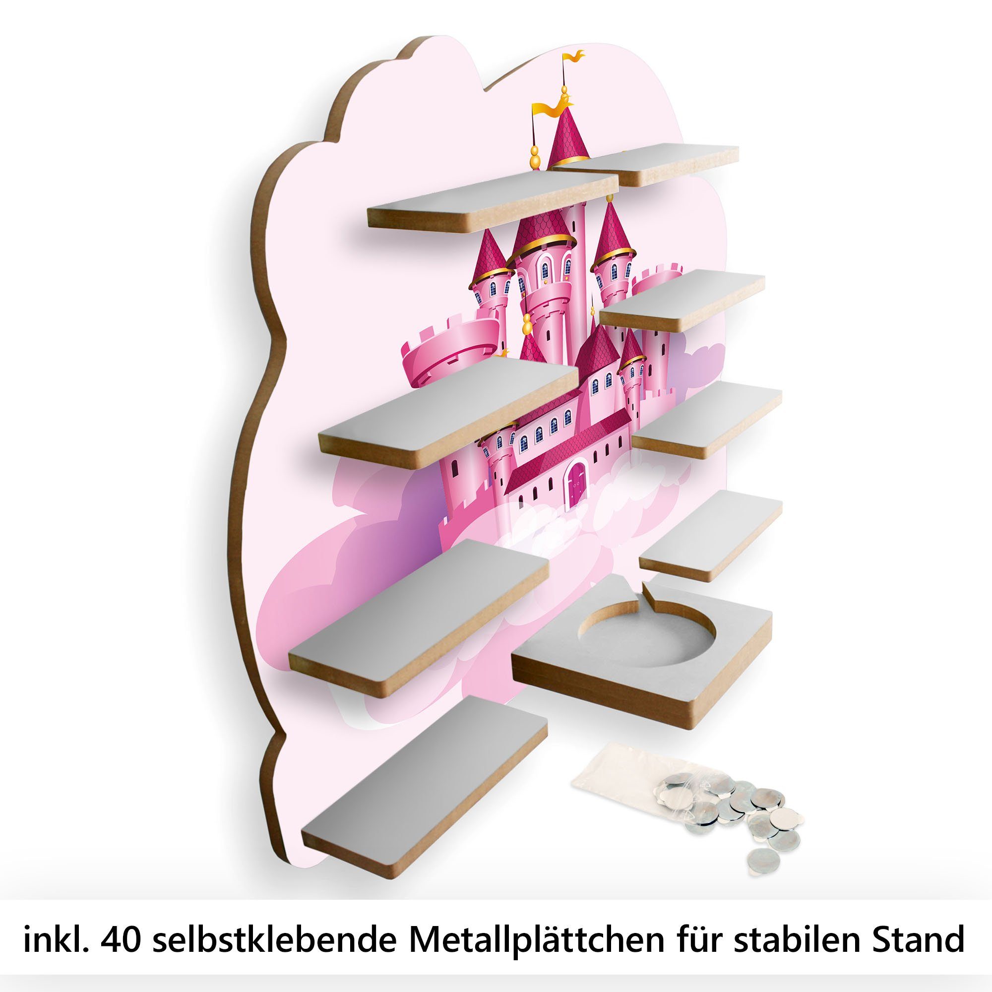 Kreative Feder Wandregal MUSIKBOX-REGAL Märchenschloss, inkl. und TONIE-BOX Metallplättchen TONIES für 40