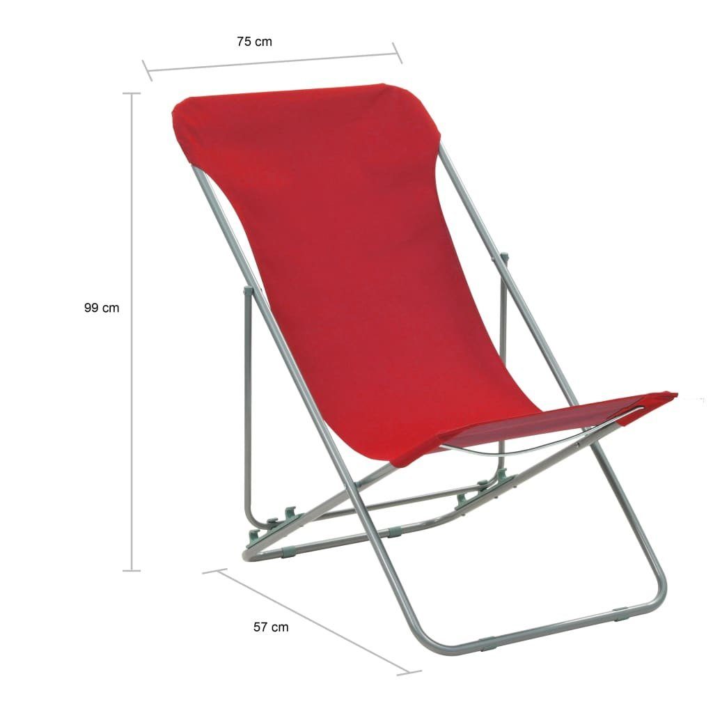 vidaXL Gartenstuhl Klappbare St) Strandstühle Rot Rot Rot | Stahl Stk. Oxford-Gewebe 2 und (2