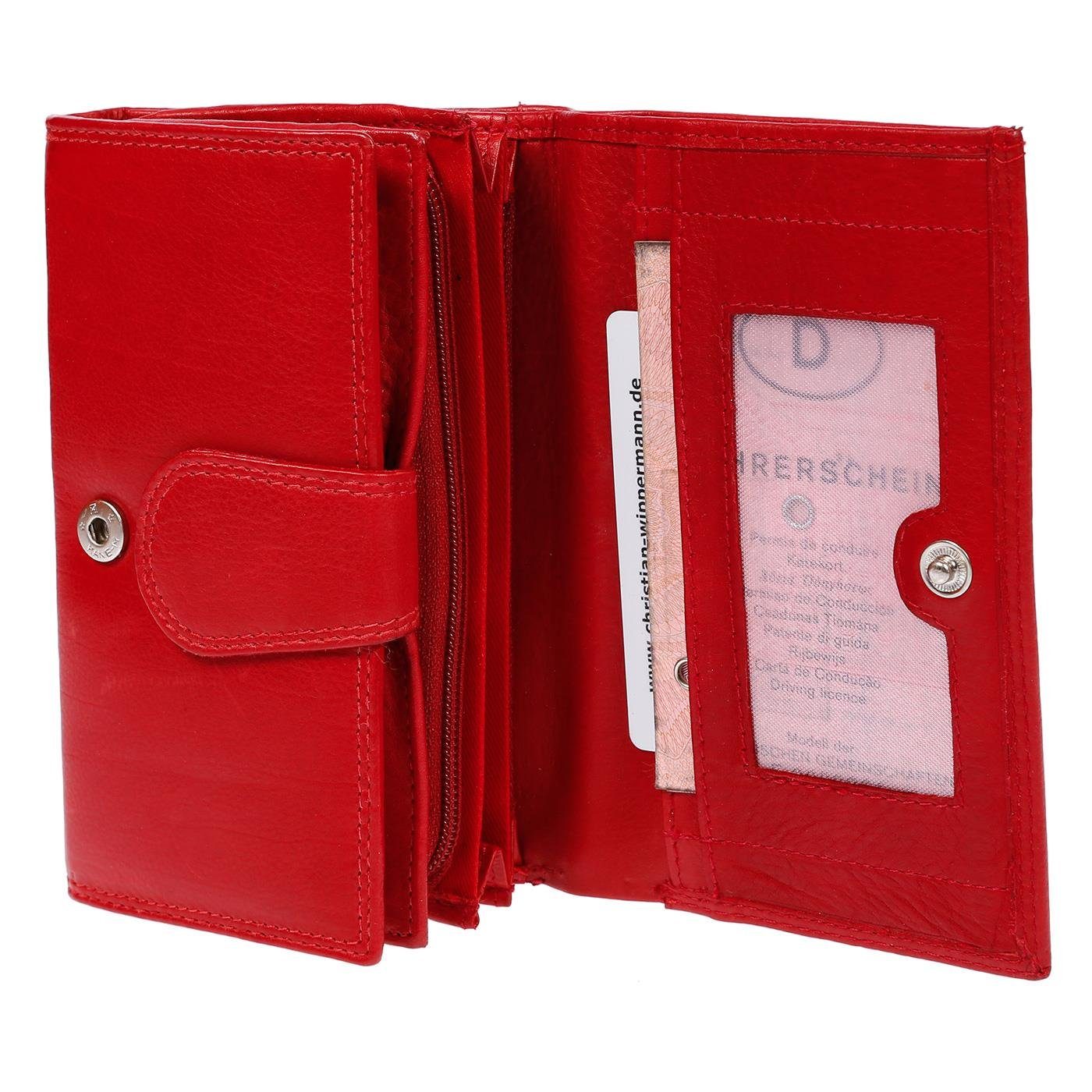 Große Schutz RFID echt Christian Geldbörse Wippermann Geldbörse rot Leder Portemonnaie Damen