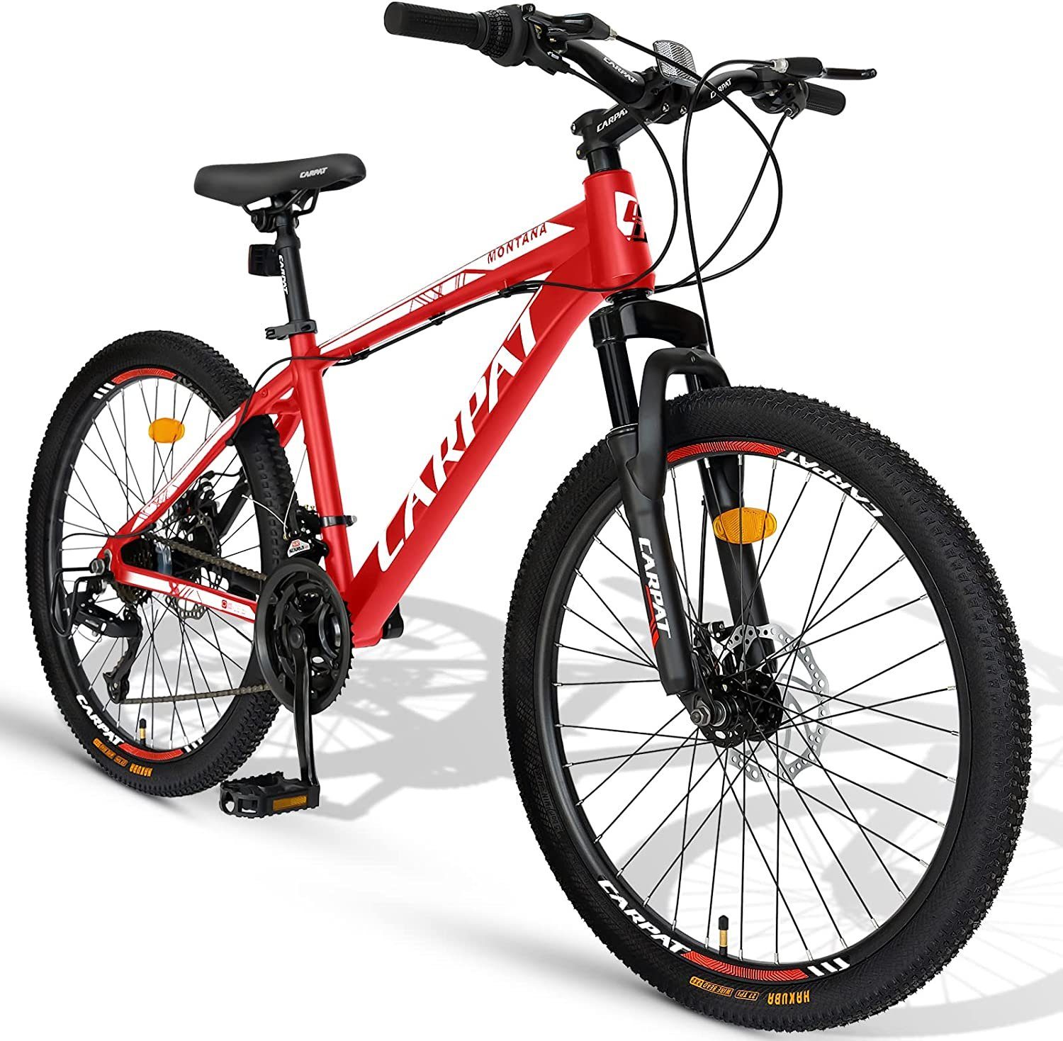 Damen Gang, für (Alumimiun Kettenschaltung, Hardtail Mountainbike 21 Hydraulische MTB CARPAT Zoll Fahrrad 28 Mountainbike Scheibenbremse), 27,5 Herren, rot SPORT Rahmen,