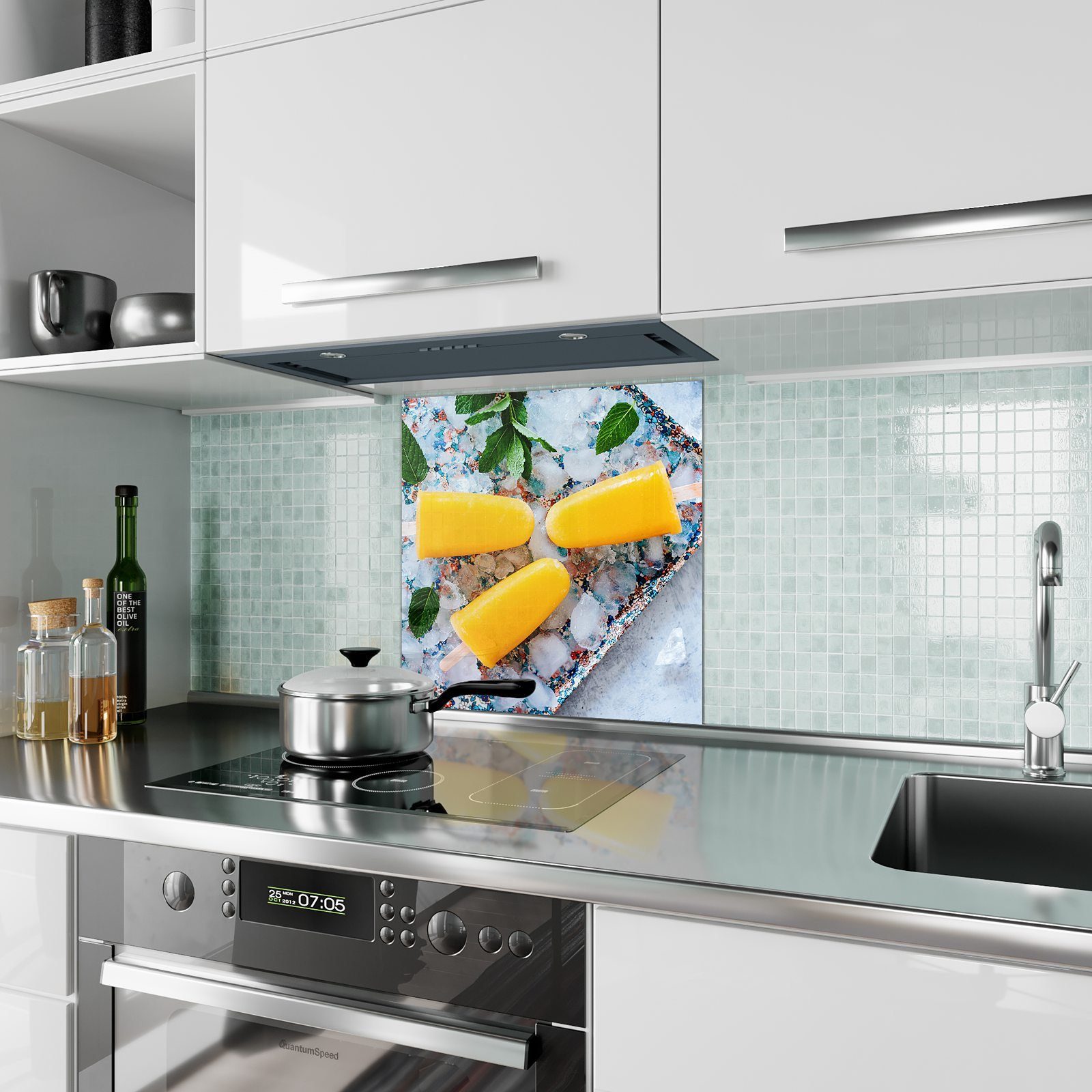 Spritzschutz Eis Küchenrückwand Glas Mango Motiv Primedeco Küchenrückwand Bananen mit