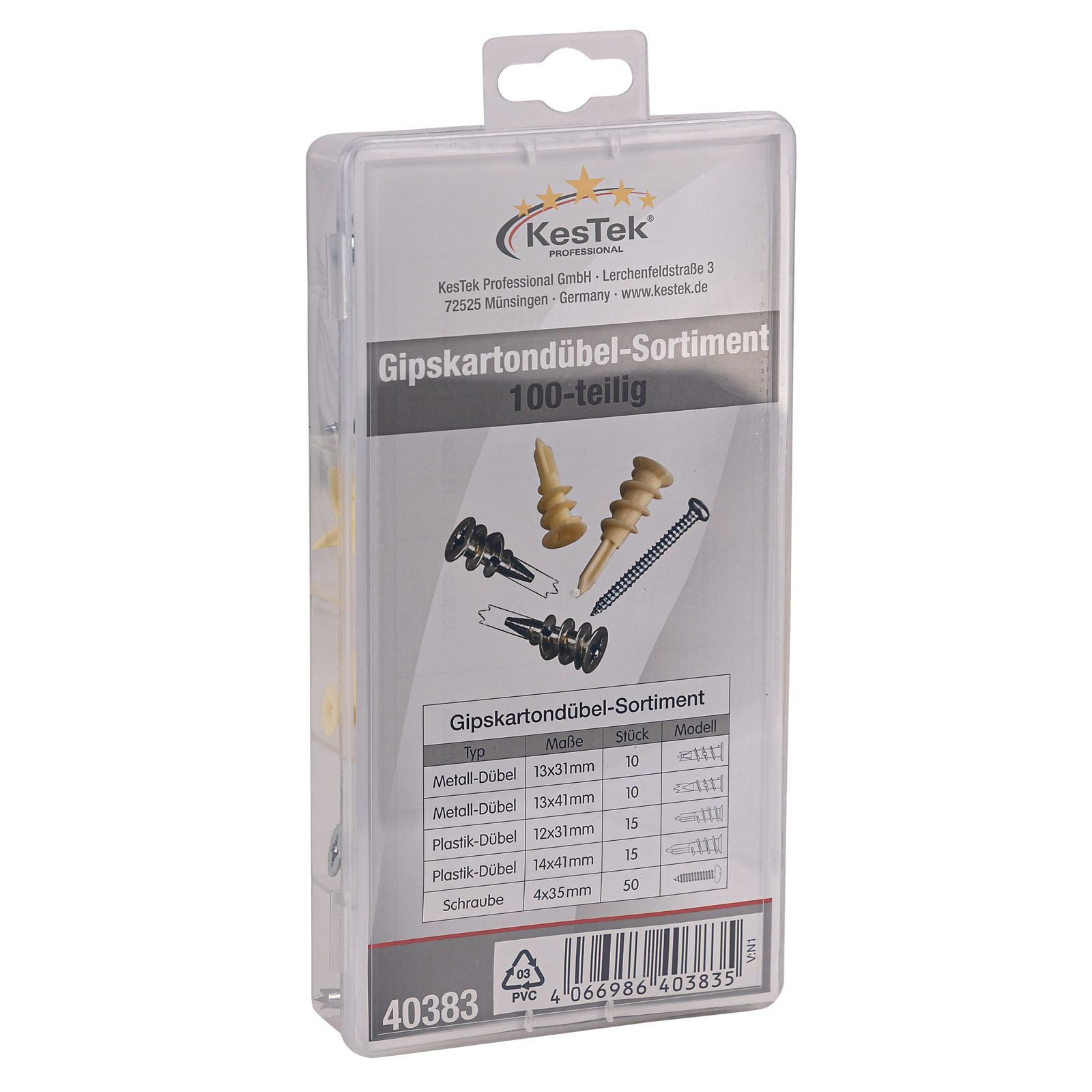 KesTek Dübel-Set Gibskartondübel-Sortiment 100-teilig