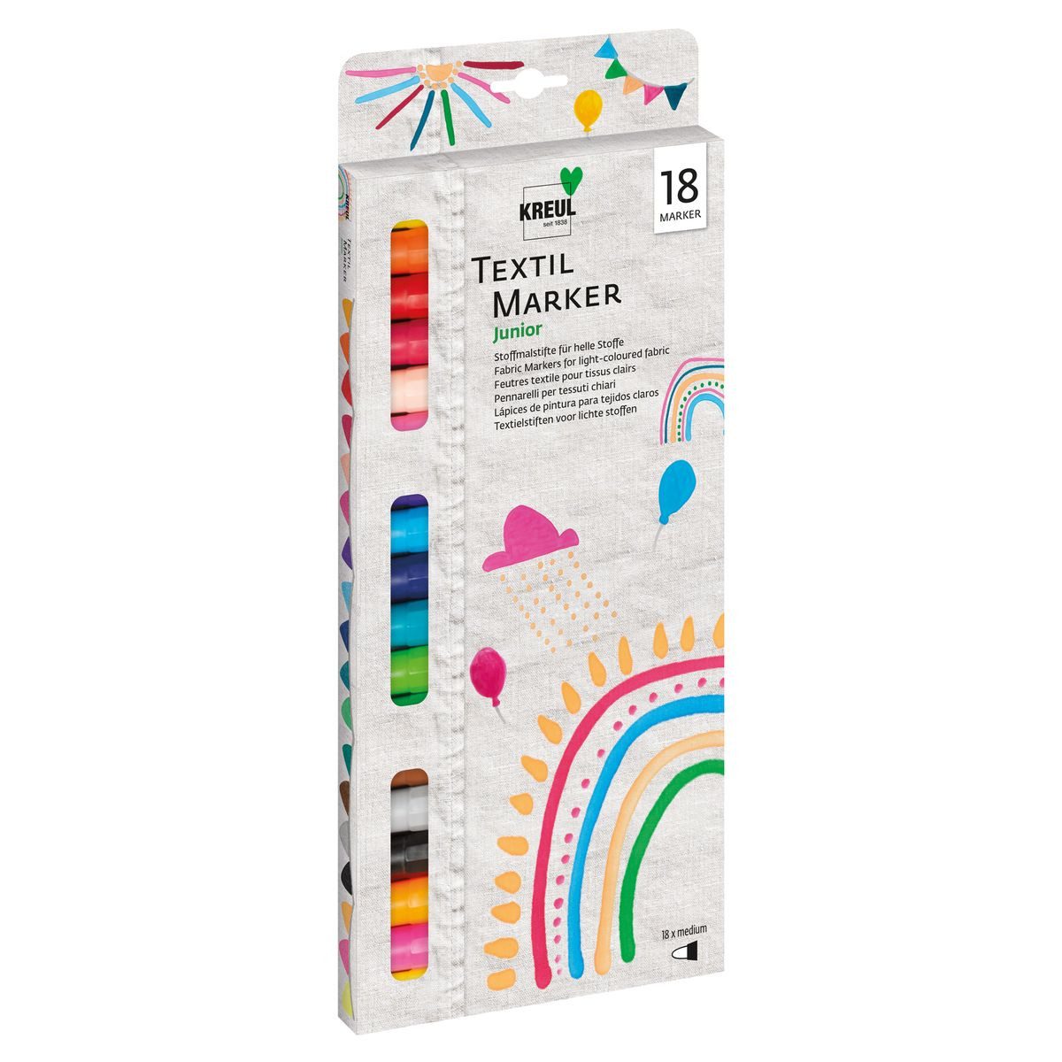 C. KREUL Textilmarker KREUL Textilmarker Junior medium 2-4mm 18 Stück Kartonetui