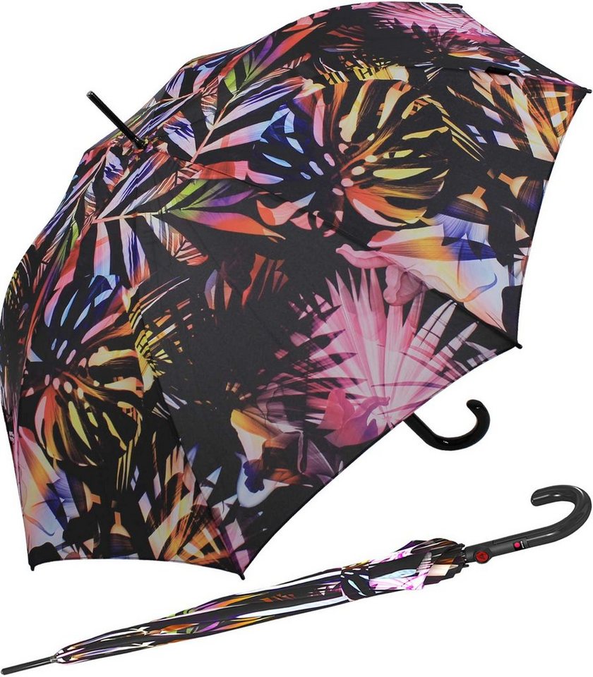 Knirps® Langregenschirm großer, leichter Schirm für Damen mit Automatik,  groß, stabil und leicht durch Fiberglas im Dach