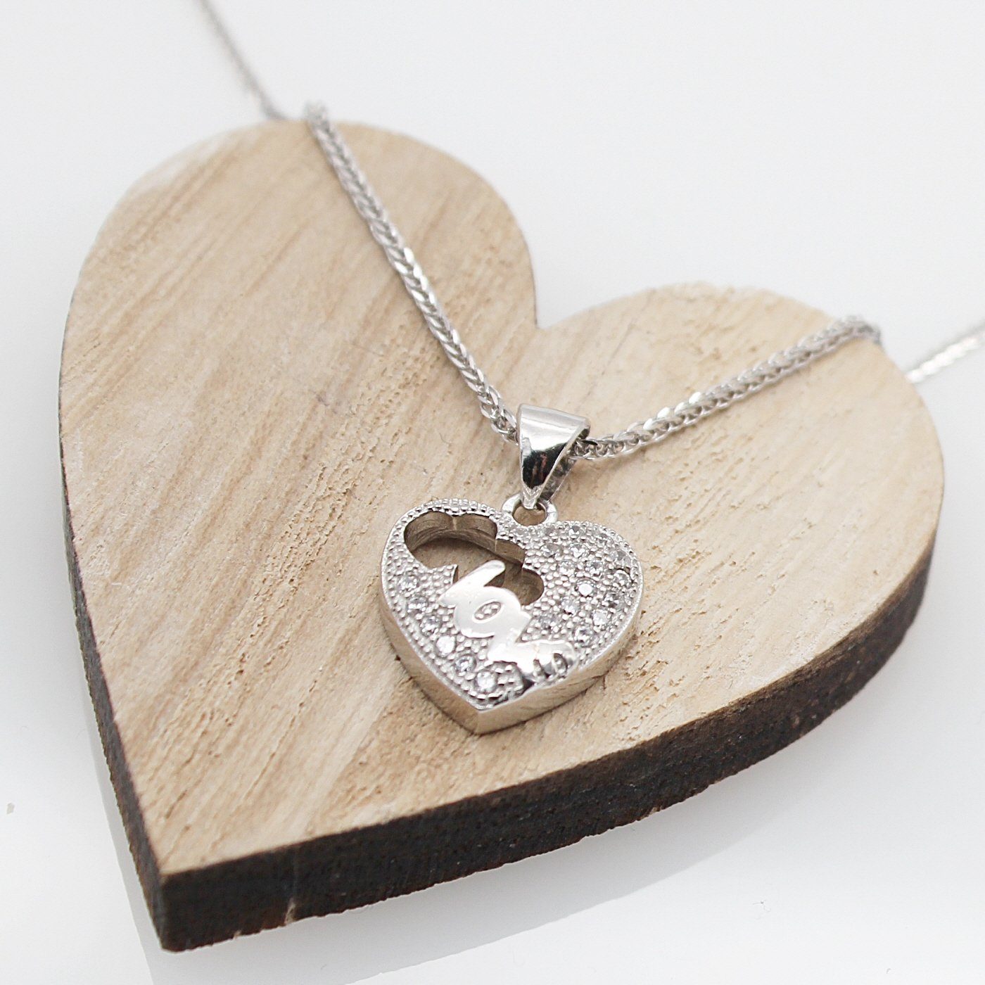 925), Sterling 50 mit cm, Damen Silberkette inklusive Anhänger ELLAWIL (Kettenlänge Halskette Herzkette Kette Zirkonia Silber Mädchen Herz Geschenkschachtel