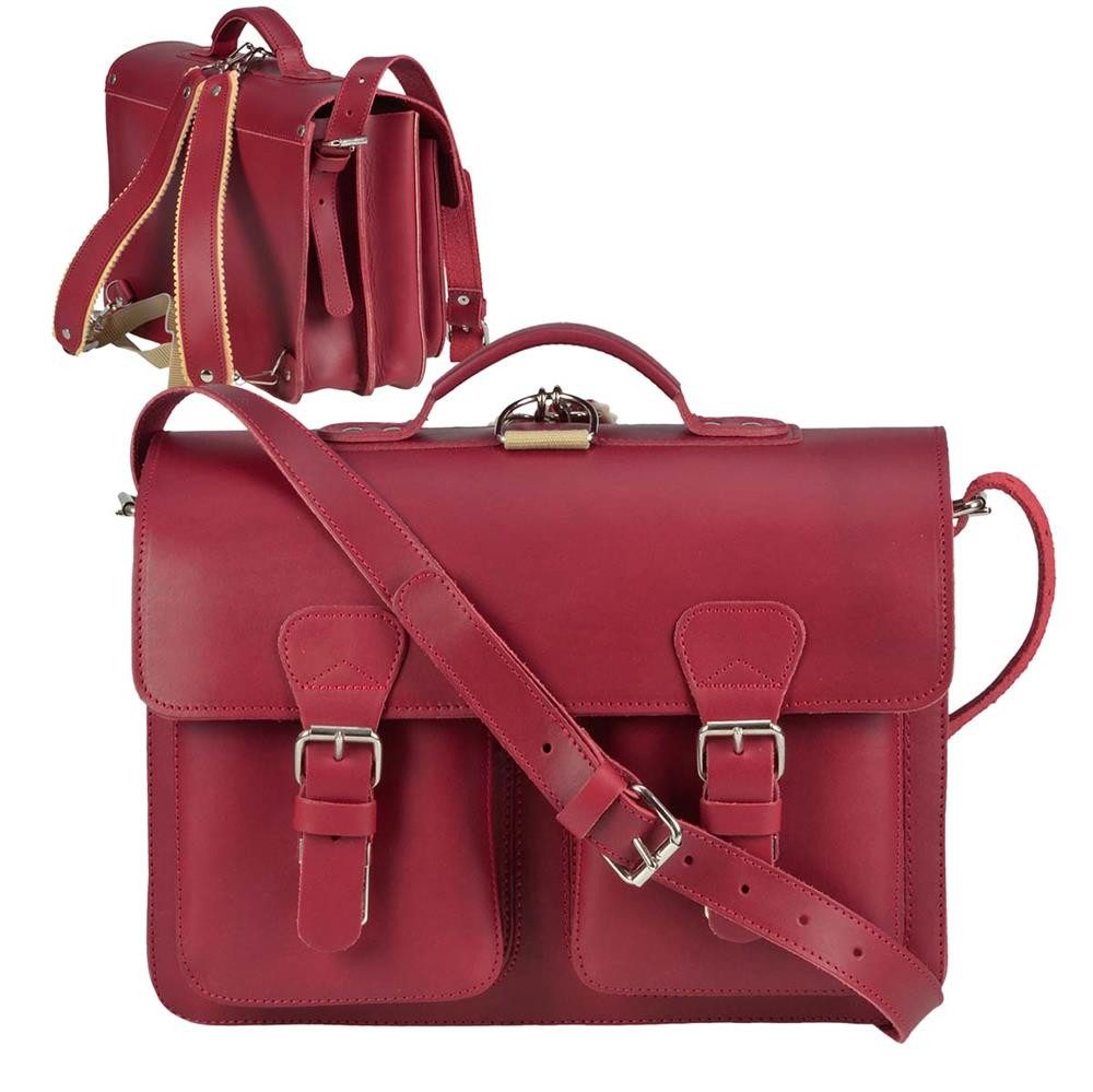 Aktentasche Lehrertasche Damen Herren Leder 38x27cm 2 Fächer mit Rückengurten