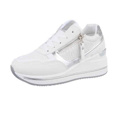 Ital-Design Damen Freizeit Sneaker (86344883) Keilabsatz/Wedge Sneakers Low in Weiß