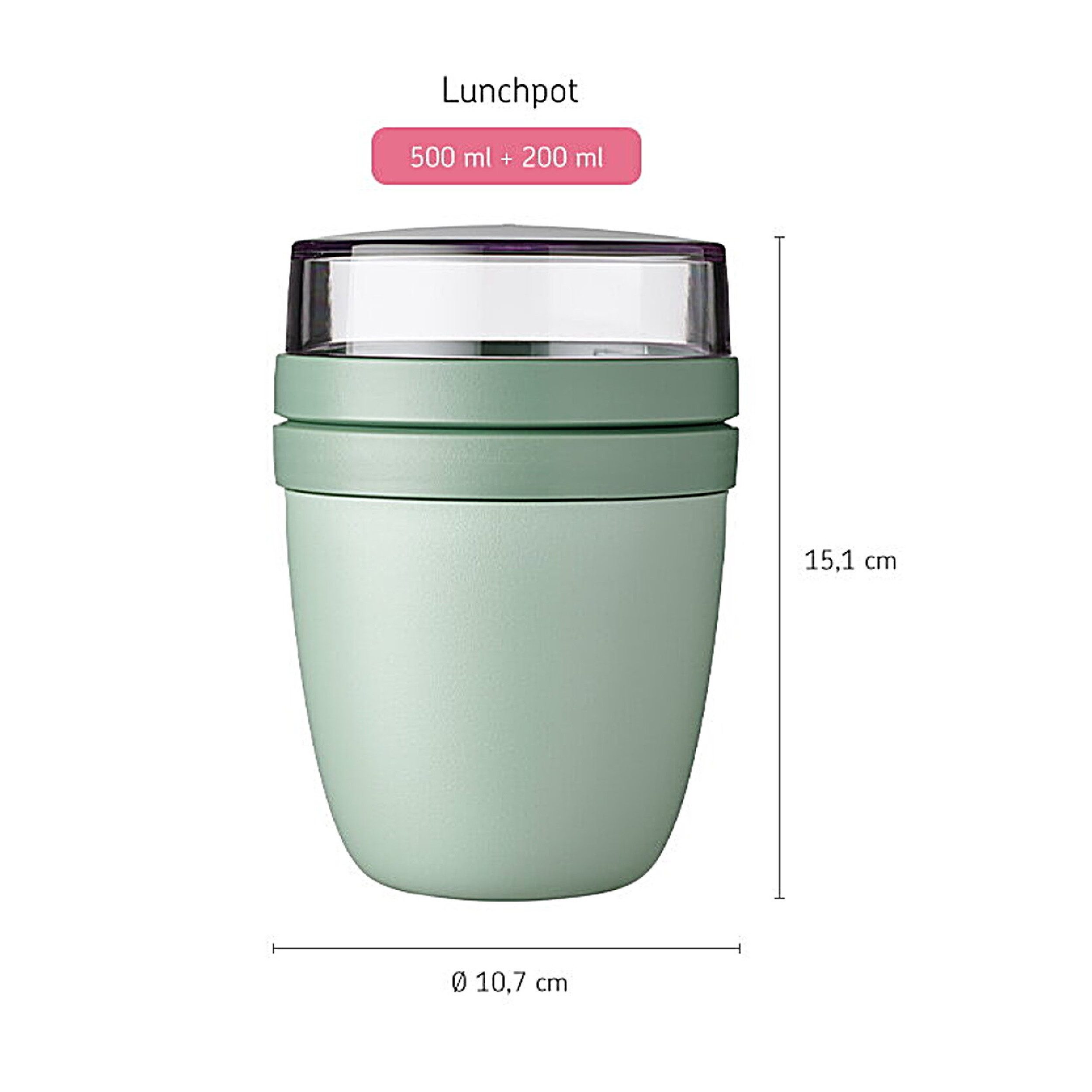 Mepal Lunchbox Lunchpot Ellipse Mixed, Becher to go, Vivid Lilac + Vivid Green, Polypropylen (PP), PCTG, Joghurt, 500 ml+200 ml, gefrier-, mikro- & spülmaschinengeeignet