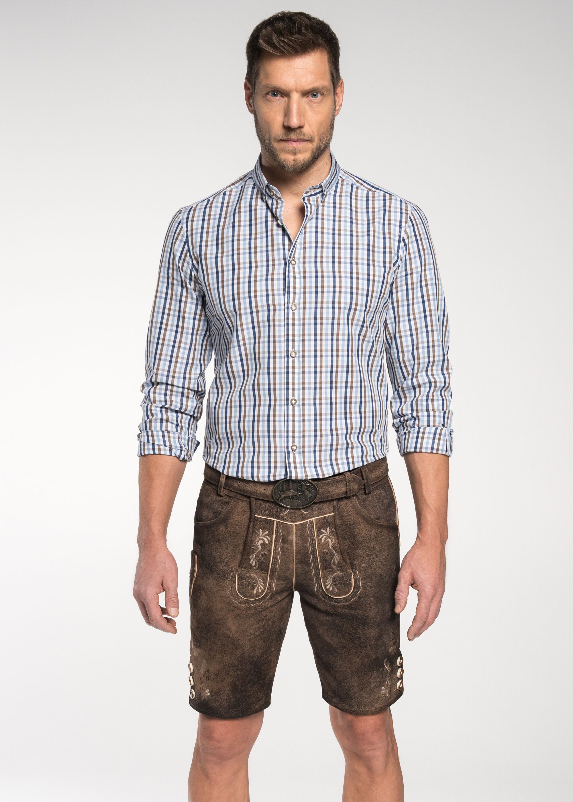 Spieth & Wensky Shorts Fredo (1-tlg) mit Gürtelschließe mit Hirschmotiv