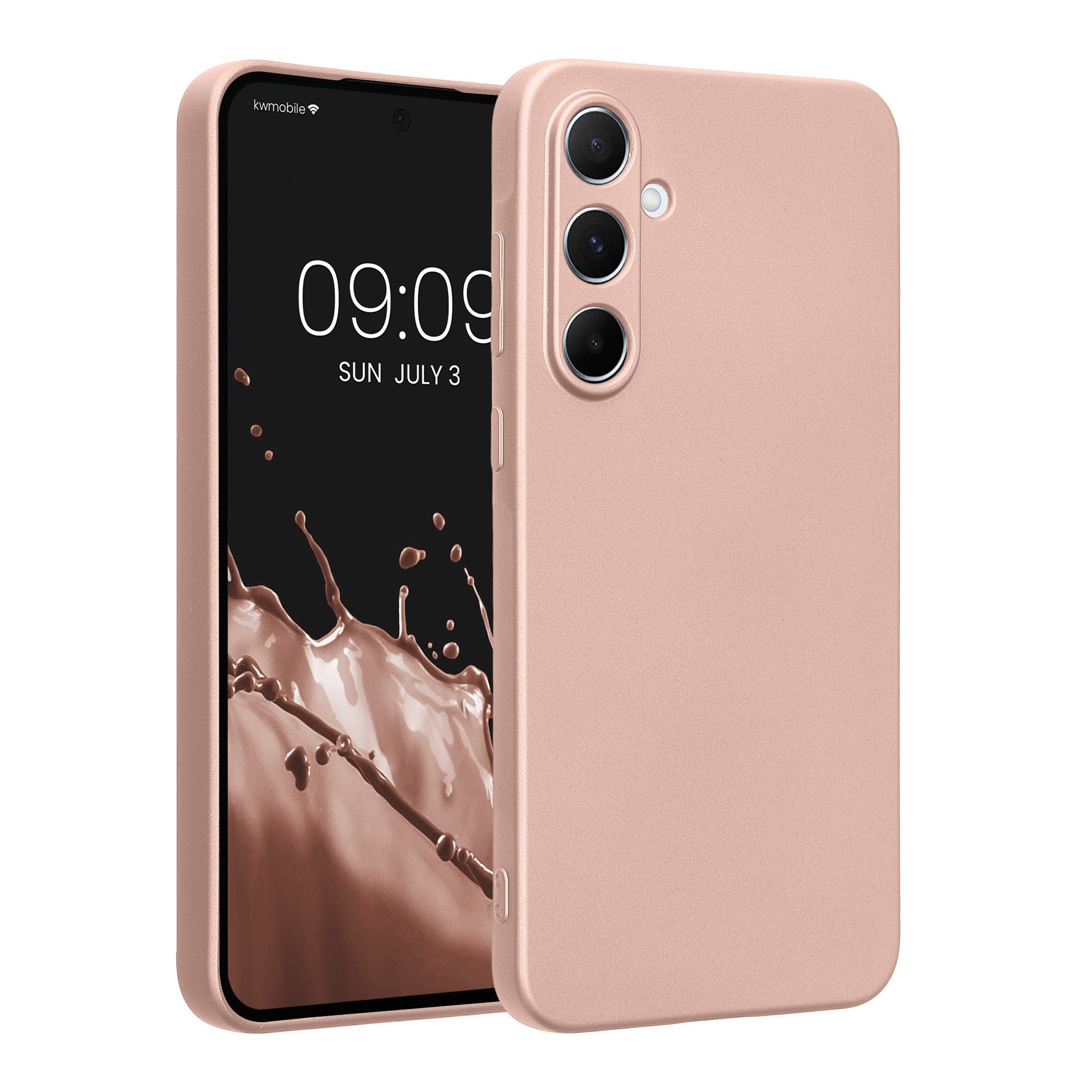 kwmobile Smartphone-Hülle Handyhülle für Samsung Galaxy A55 5G Hülle, weiche Silikon Case metallisch schimmernd - Schutzhülle Cover