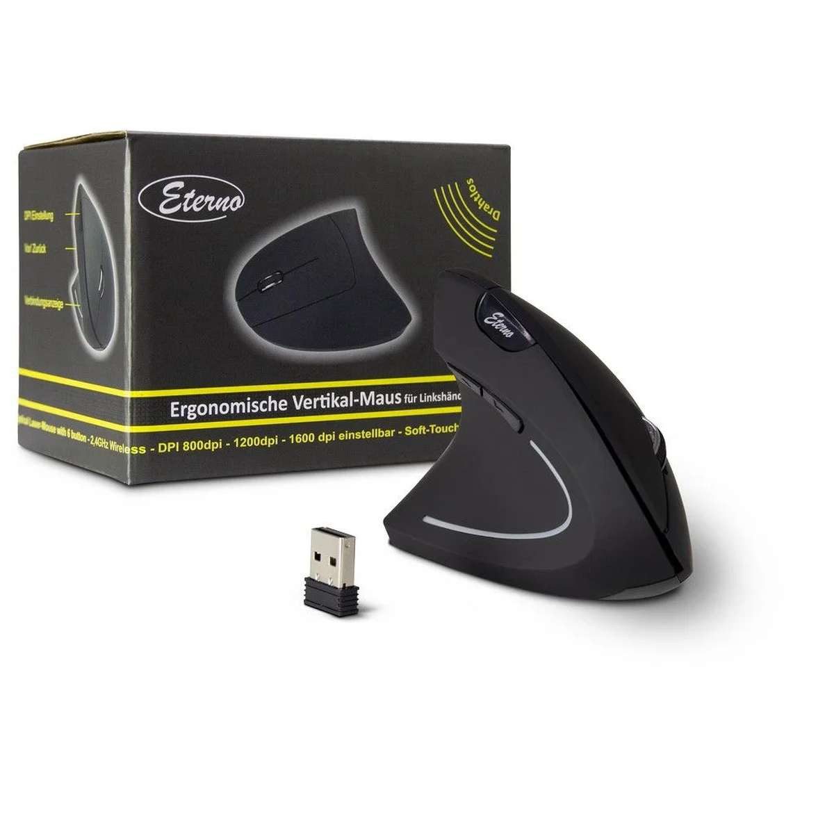 Inter-Tech Inter-Tech KM-206L Maus Büro Linkshändig RF Wireless Optisch 1600 DPI Maus