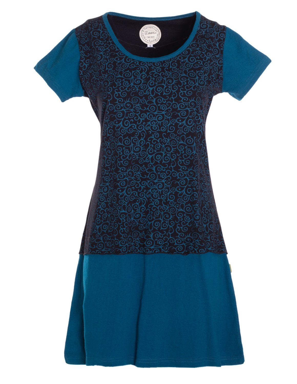 Vishes Jerseykleid Sommerkleid Damen Kurzarm Bedruckt Jersey Baumwolle A-Linie Alternative Mode, Boho, Hippie, Ethno, Festival