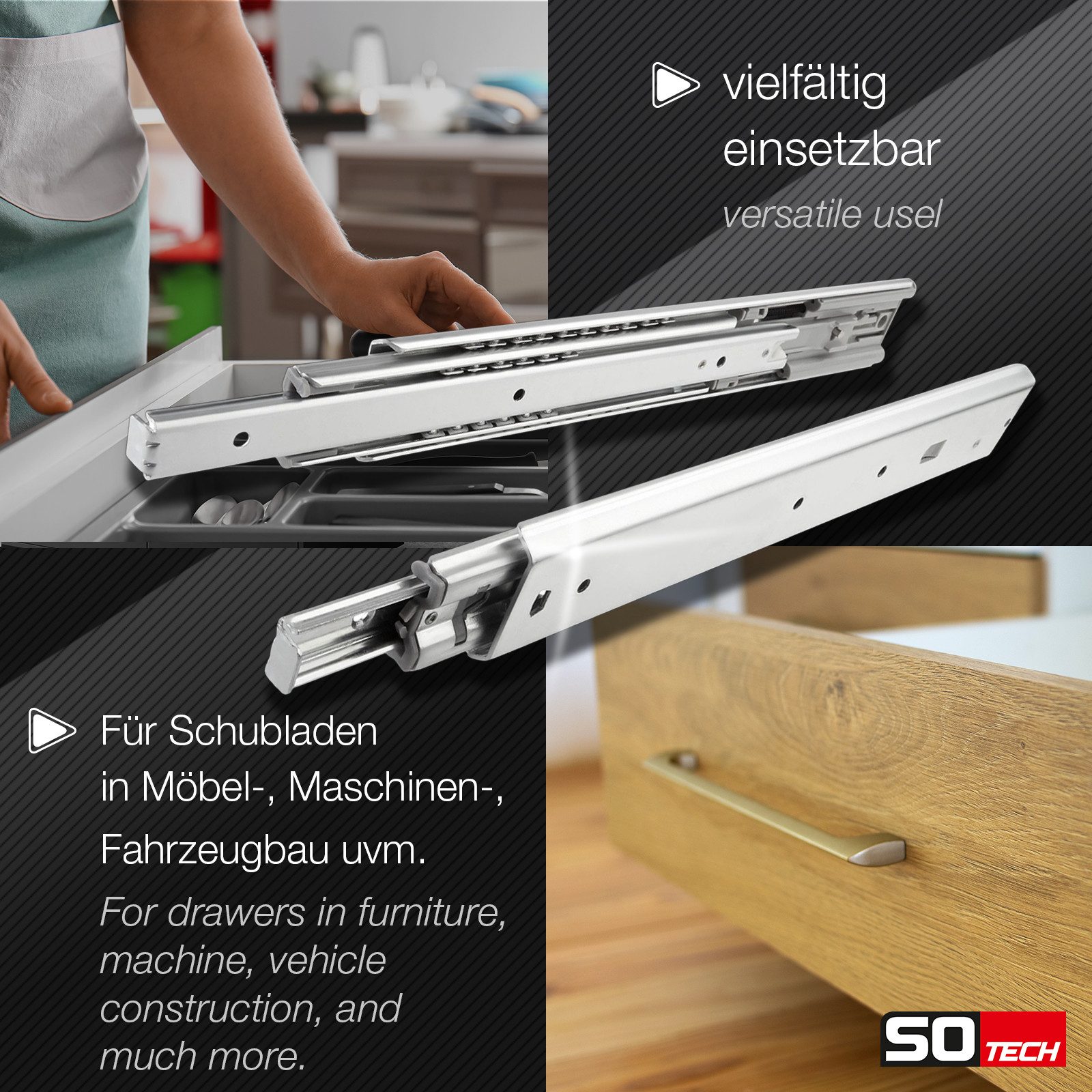 SO-TECH® Auszug Vollauszüge KV-45-H45-SC-MS Traglast 45 kg, Soft Close, Län günstig online kaufen