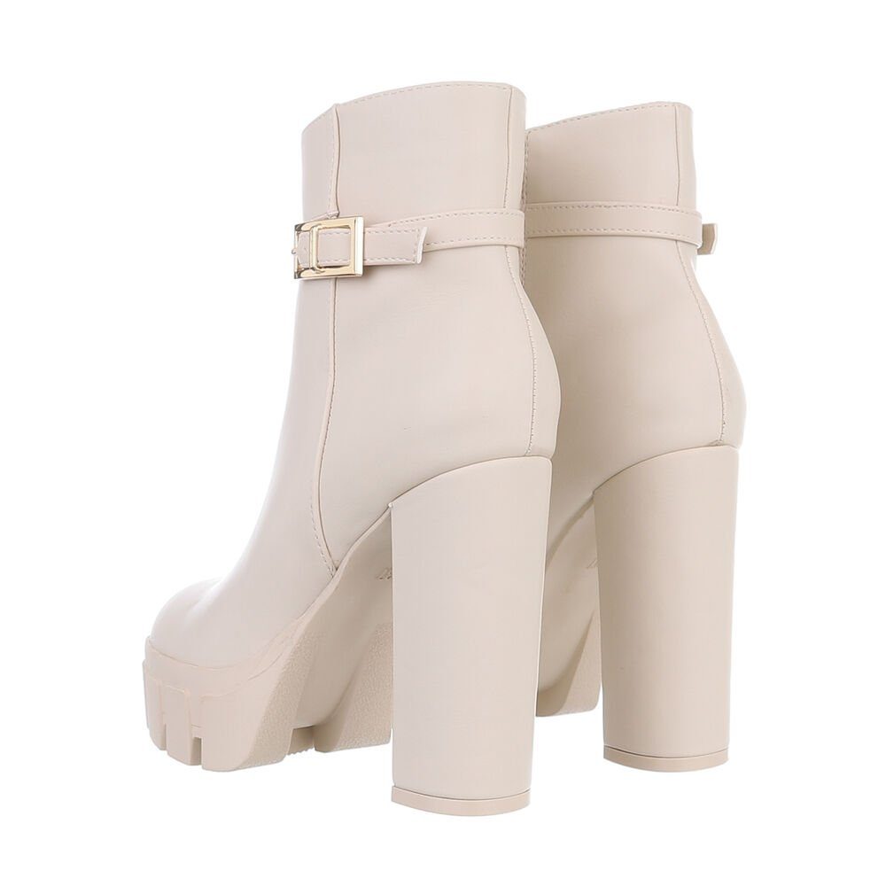 Ital-Design Damen Party & Clubwear Plateaustiefelette (84989642) Blockabsatz High-Heel Stiefeletten in Beige