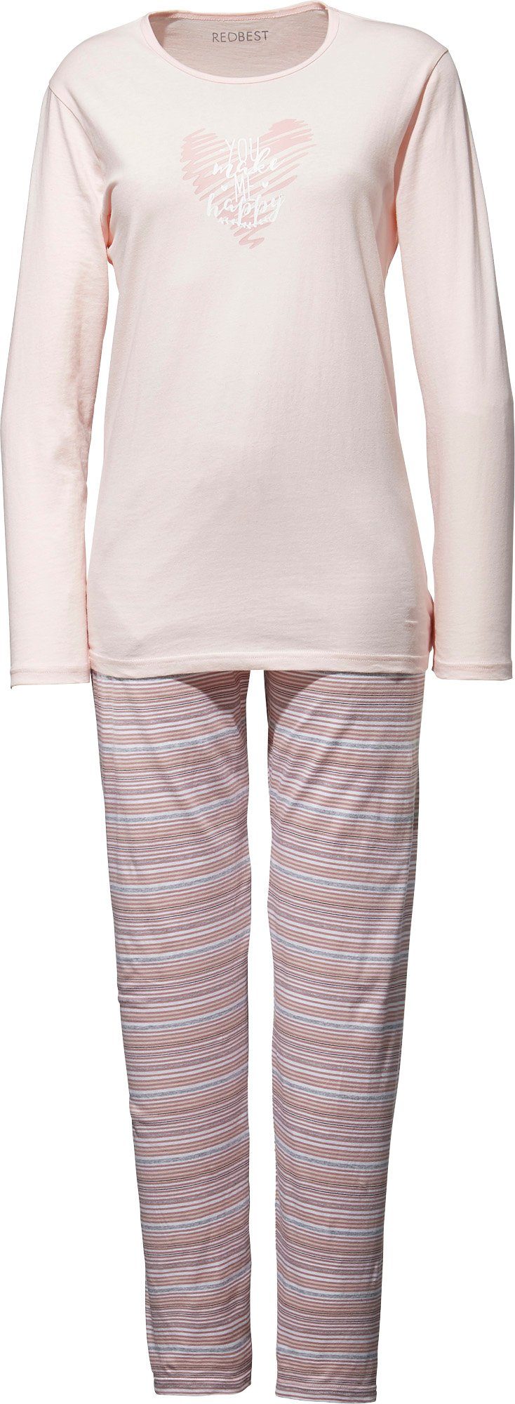Pyjama Streifen REDBEST Damen-Schlafanzug Single-Jersey