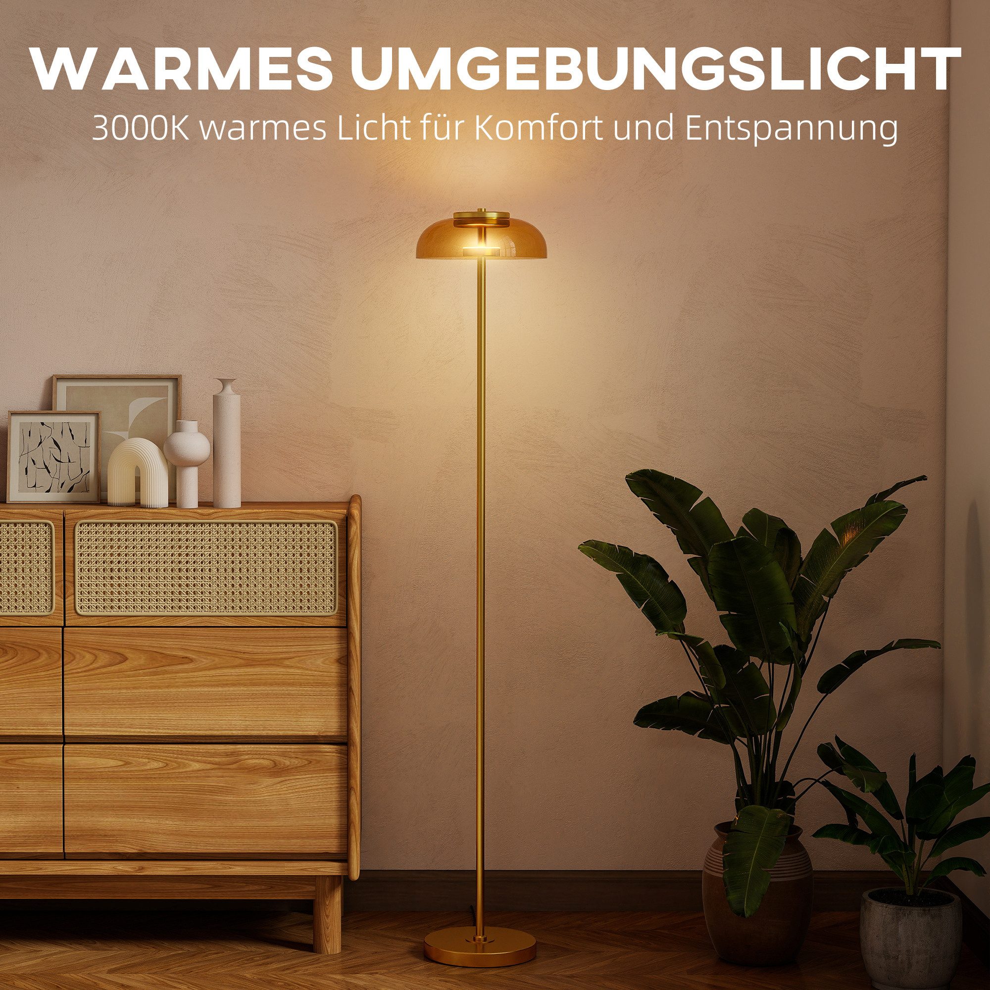 furnicato Deckenstrahler LED Stehlampe Wohnzimmer, Stehleuchte mit 3000 K warmem Lich