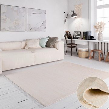 Teppich Wertingen, Home affaire, rechteckig, Höhe: 10 mm, Handweb Teppich, Uni Farben, reine Baumwolle, handgewebt, Wohnzimmer