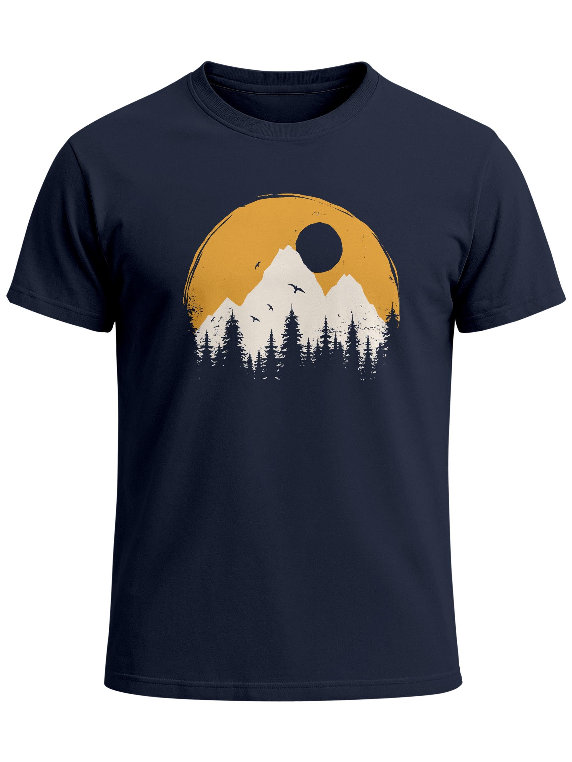 Neverless Print-Shirt Herren T-Shirt Outdoor Print Natural Badge Logo Wandern Fashion mit Print