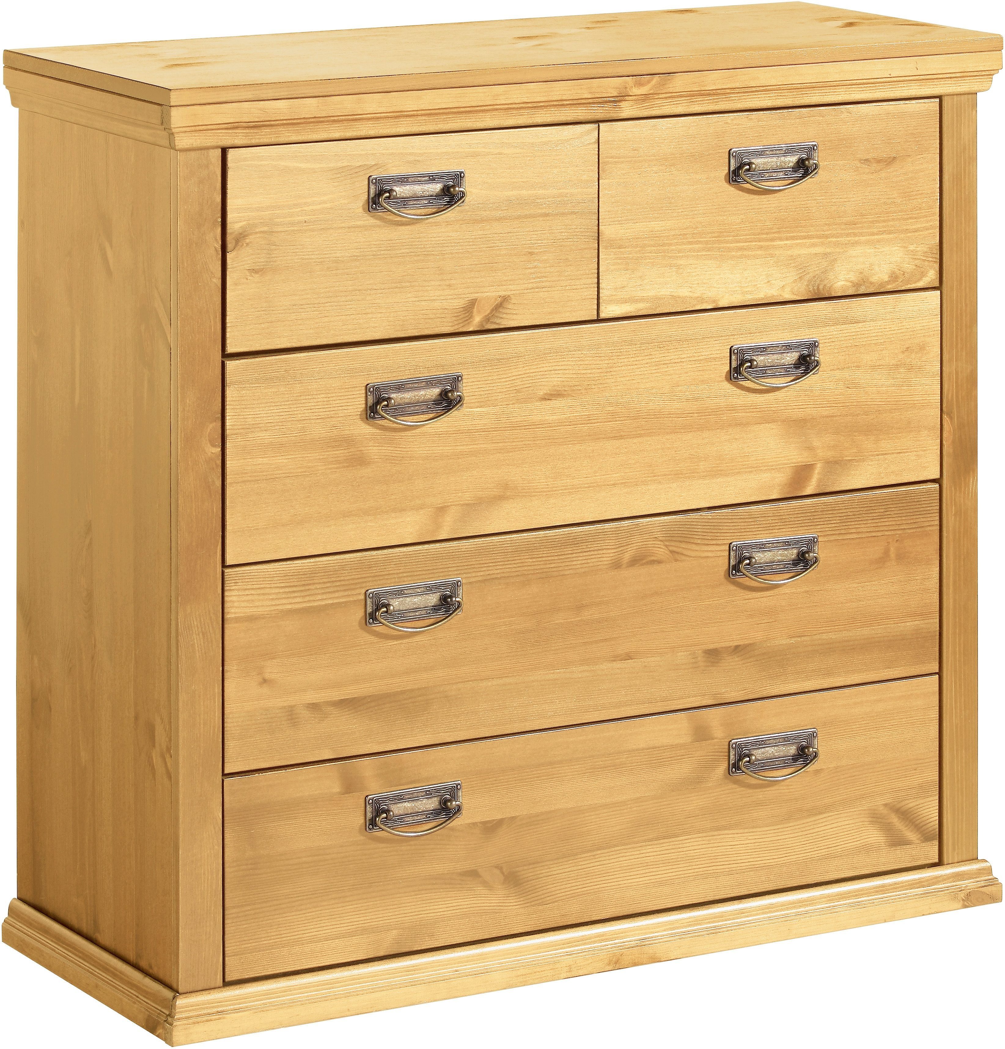 Home affaire Schubkastenkommode Madrid, aus massiver Kiefer mit 5 Schubladen, 90cm breit